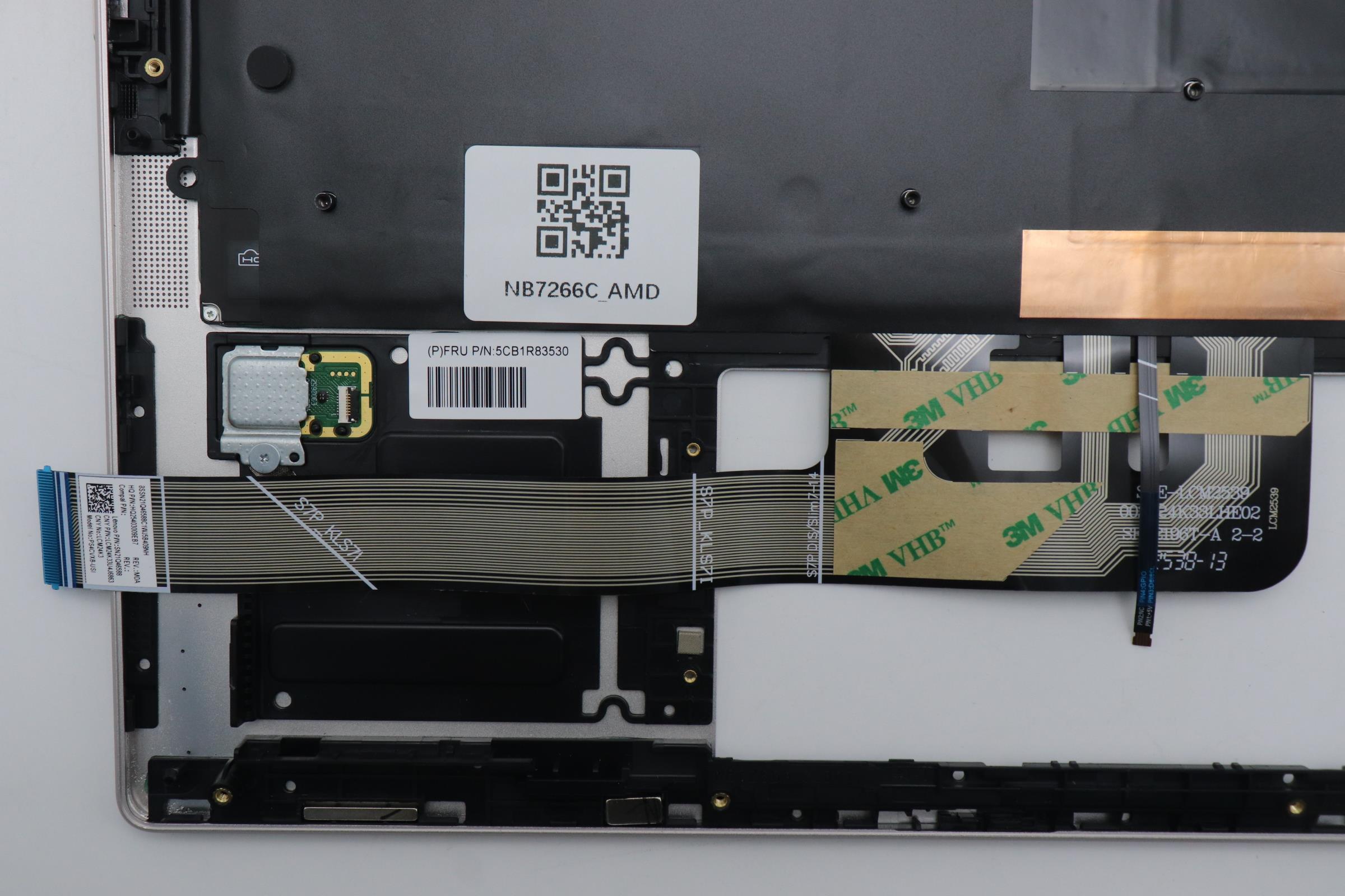 5CB1R83530 - Original Lenovo Keyboard with Upper Cover (Palmrest), English Euro, Seashell, FingerPrint, Non_Puresight Logo