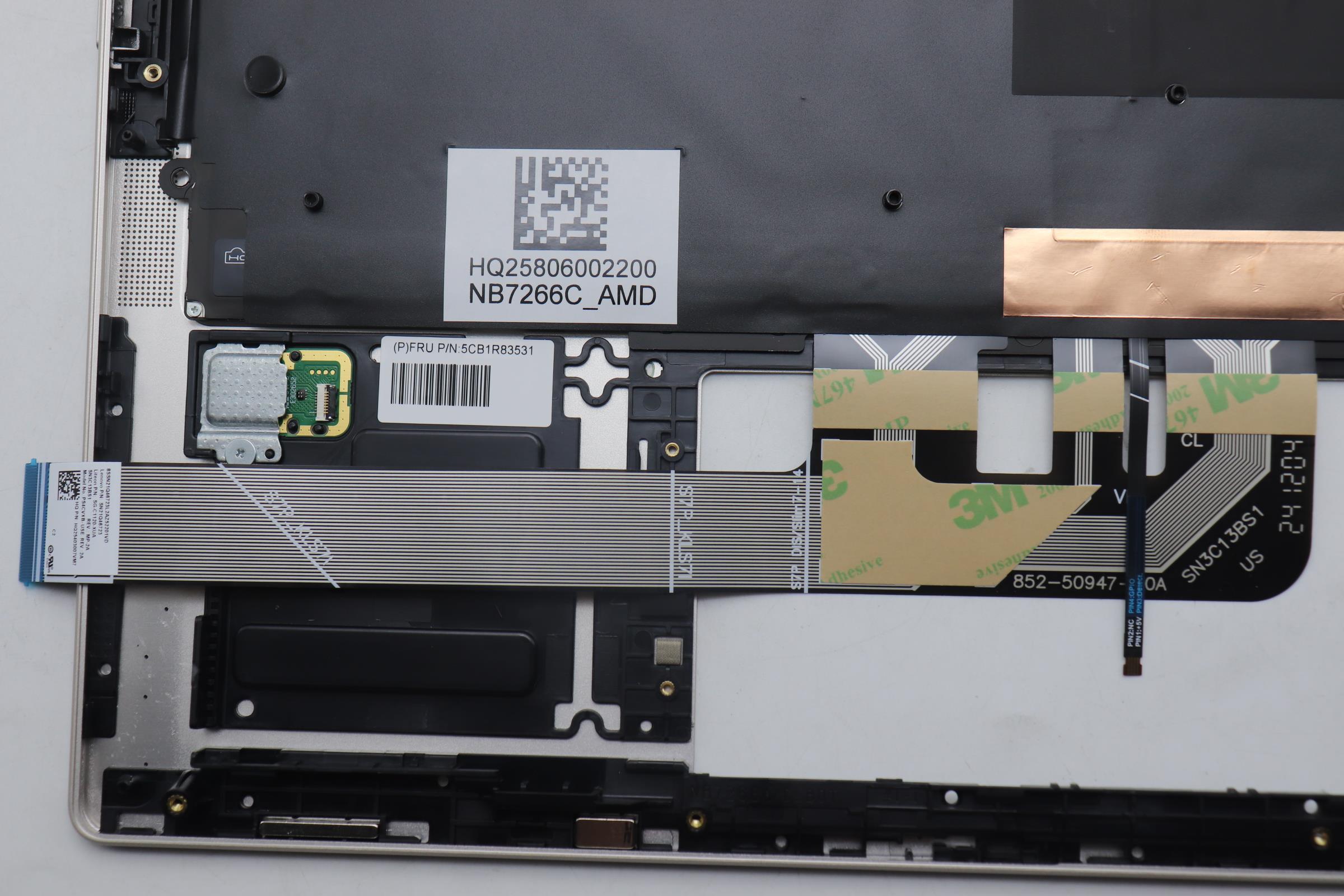 5CB1R83531 - Original Lenovo Keyboard with Upper Cover (Palmrest), English, Seashell, FingerPrint, Non_Puresight Logo
