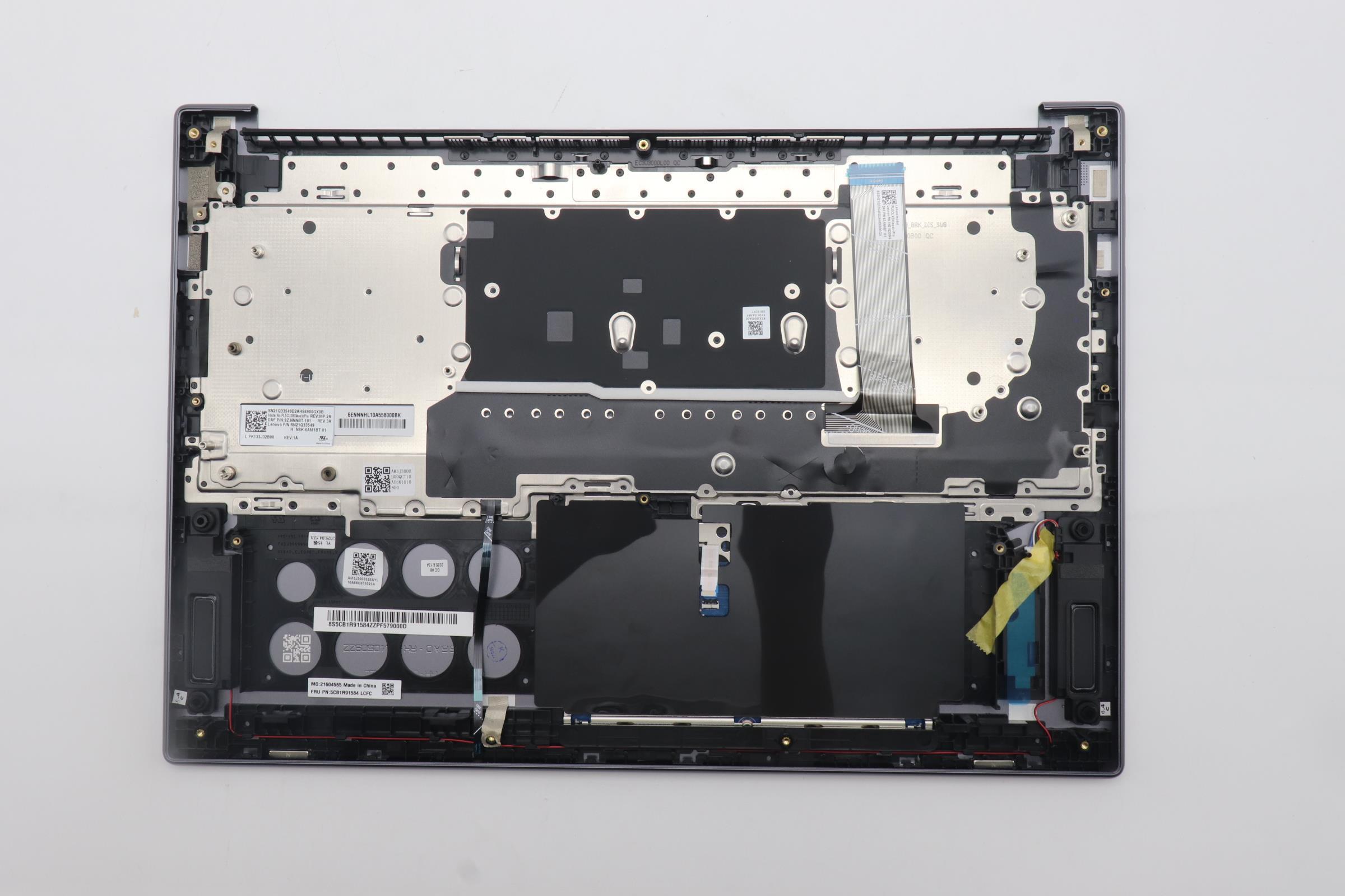 5CB1R91584 - Original Lenovo Keyboard with Upper Cover (Palmrest), English, Luna Grey, DIS