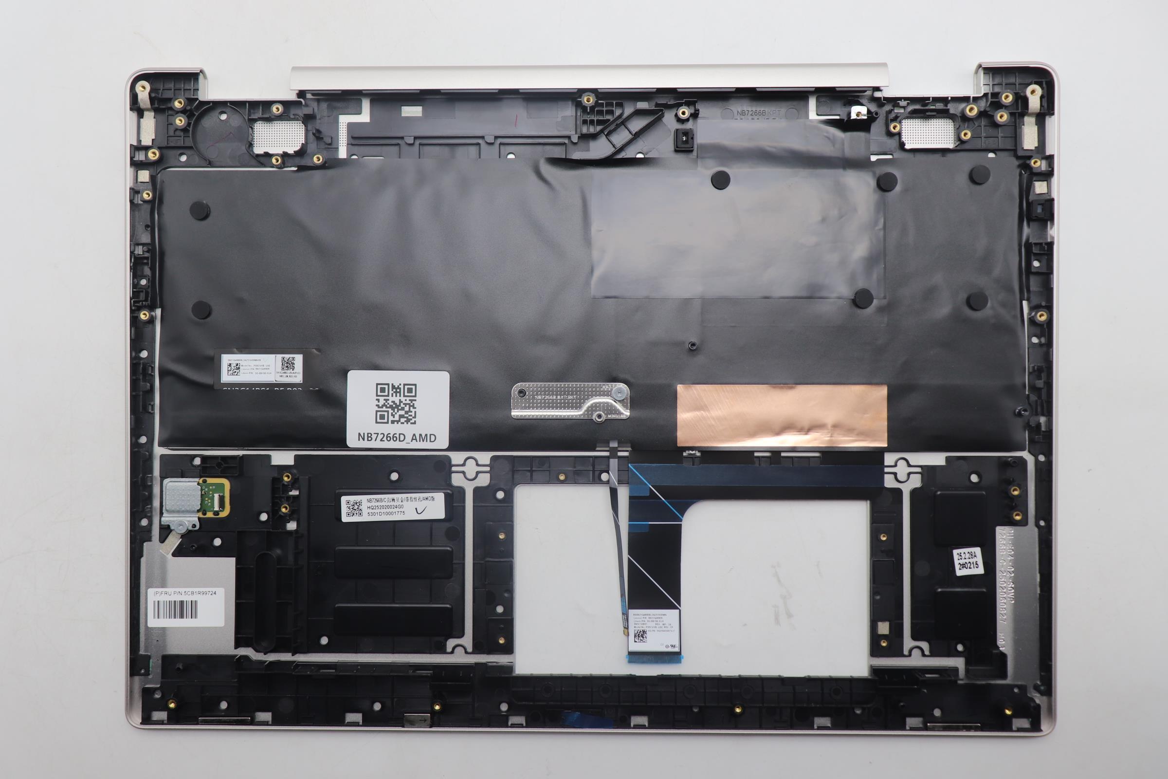 5CB1R99724 - Original Lenovo Keyboard with Upper Cover (Palmrest), English, Seashell, FingerPrint, Non_Puresight Logo