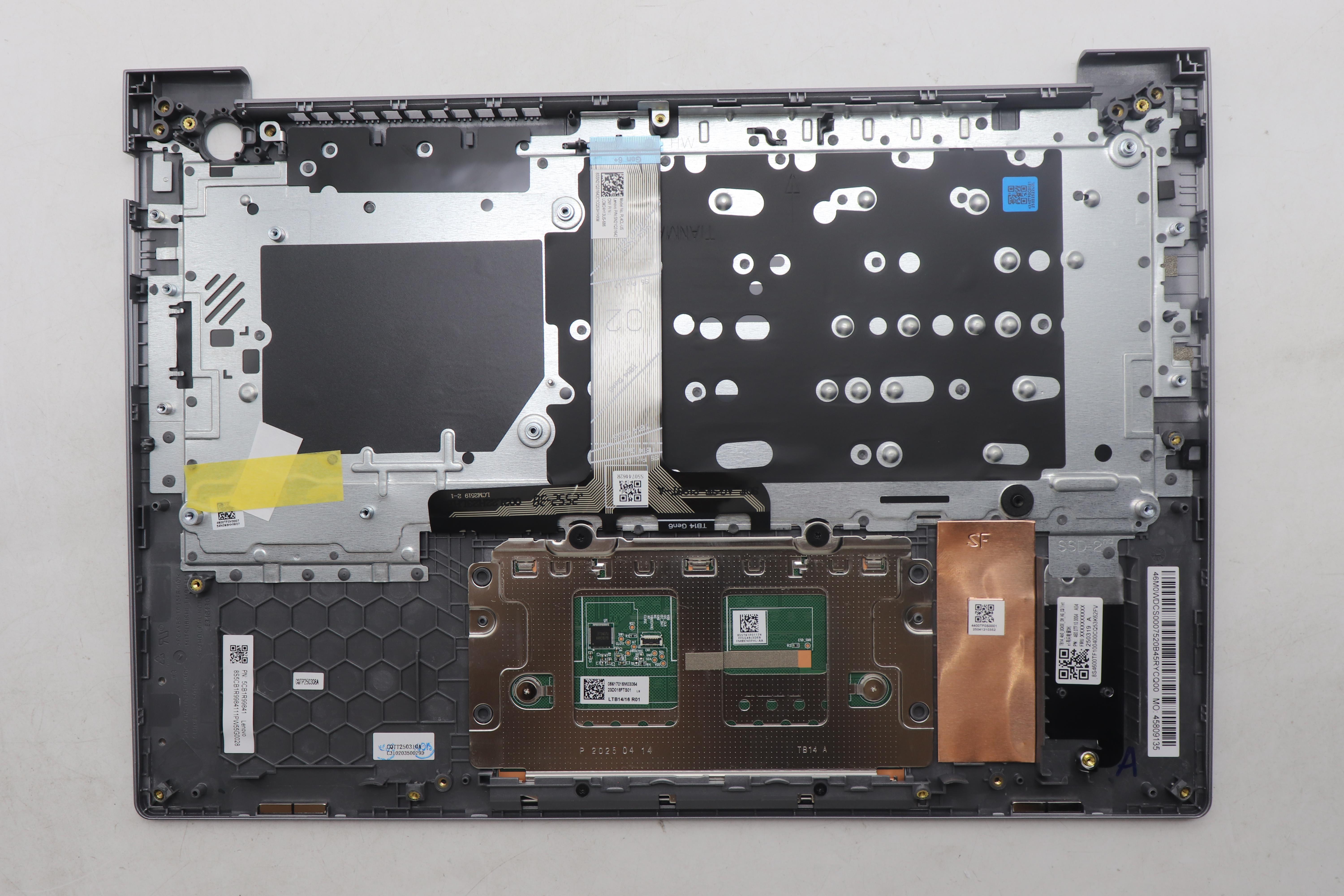 5CB1R99841 - Original Lenovo Keyboard with Upper Cover (Palmrest), English, Arctic Grey, Non_Backlight, H-series