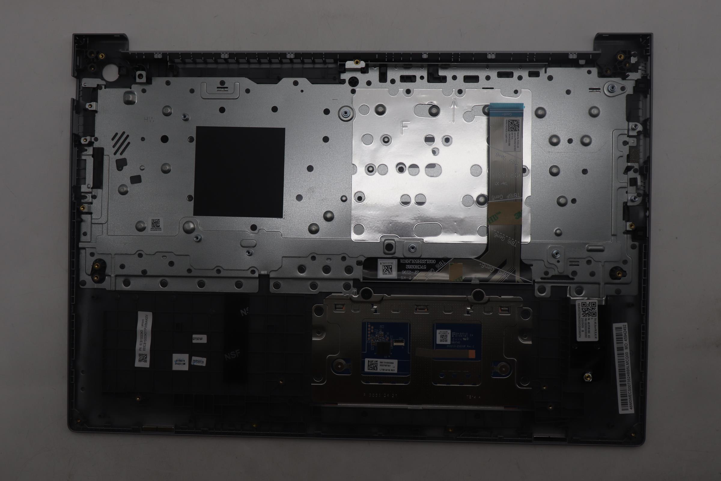 5CB1S00343 - Original Lenovo Keyboard with Upper Cover (Palmrest), English, Arctic Grey, Non_Backlight, U-series