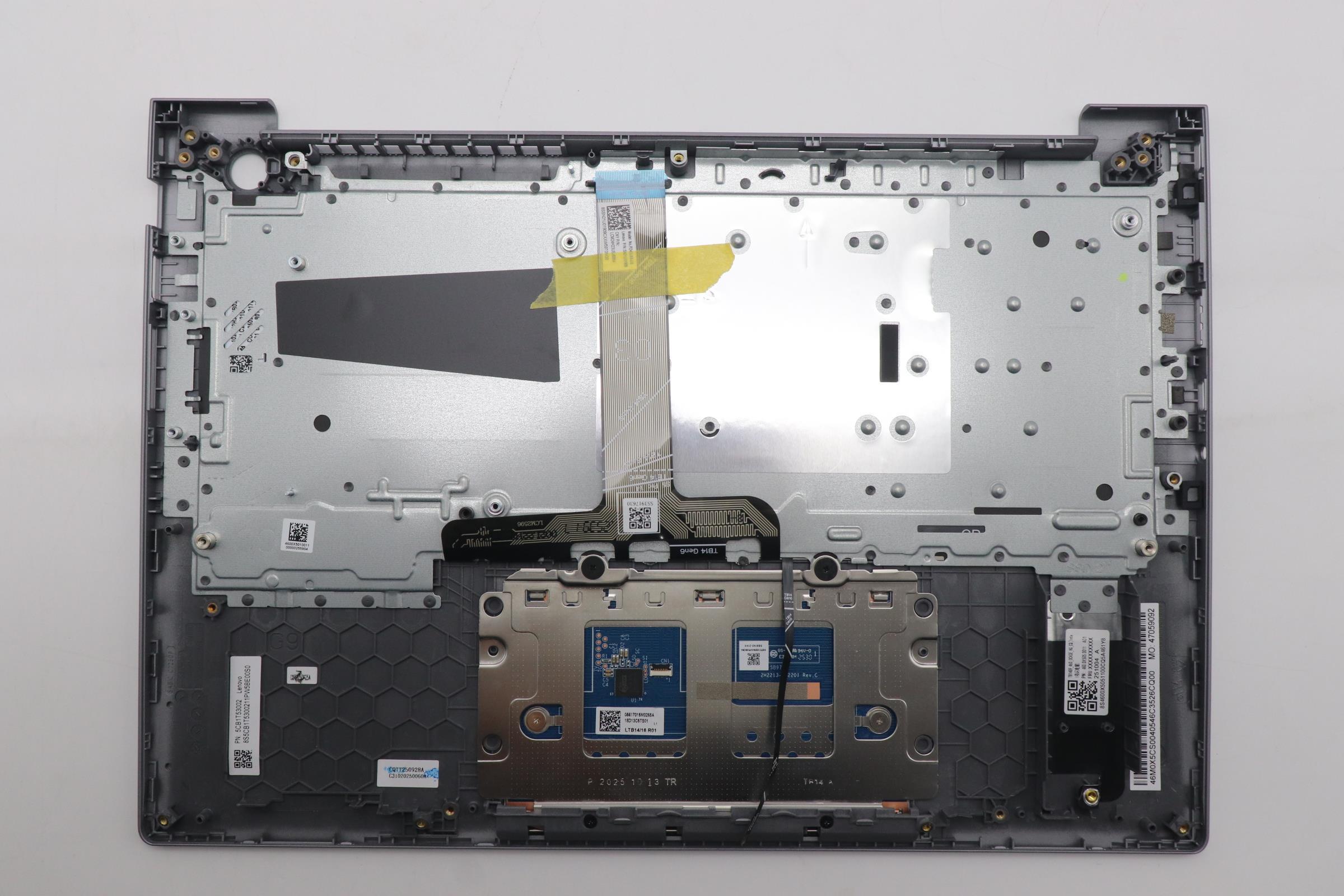 5CB1T53002 - Original Lenovo Keyboard with Upper Cover (Palmrest), English, Arctic Grey, Backlight, W21UY