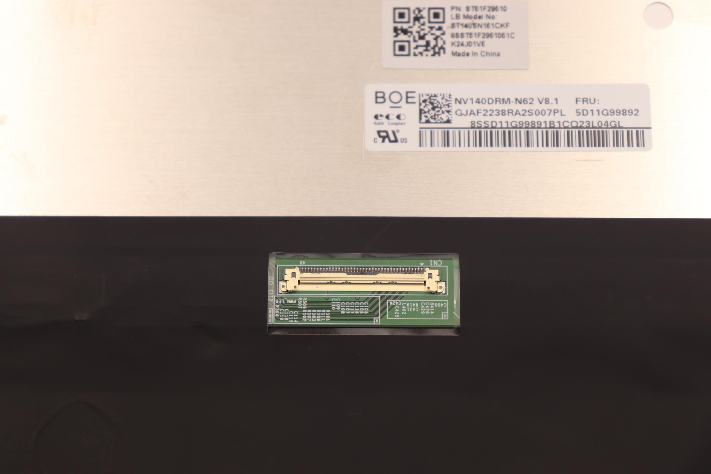 5D10S39790 - Original Lenovo LCD Assembly, 14", WUXGA+, Touch, Anti-Glare, IPS, 300nit, W 82R9 LB+BOE 2.2K