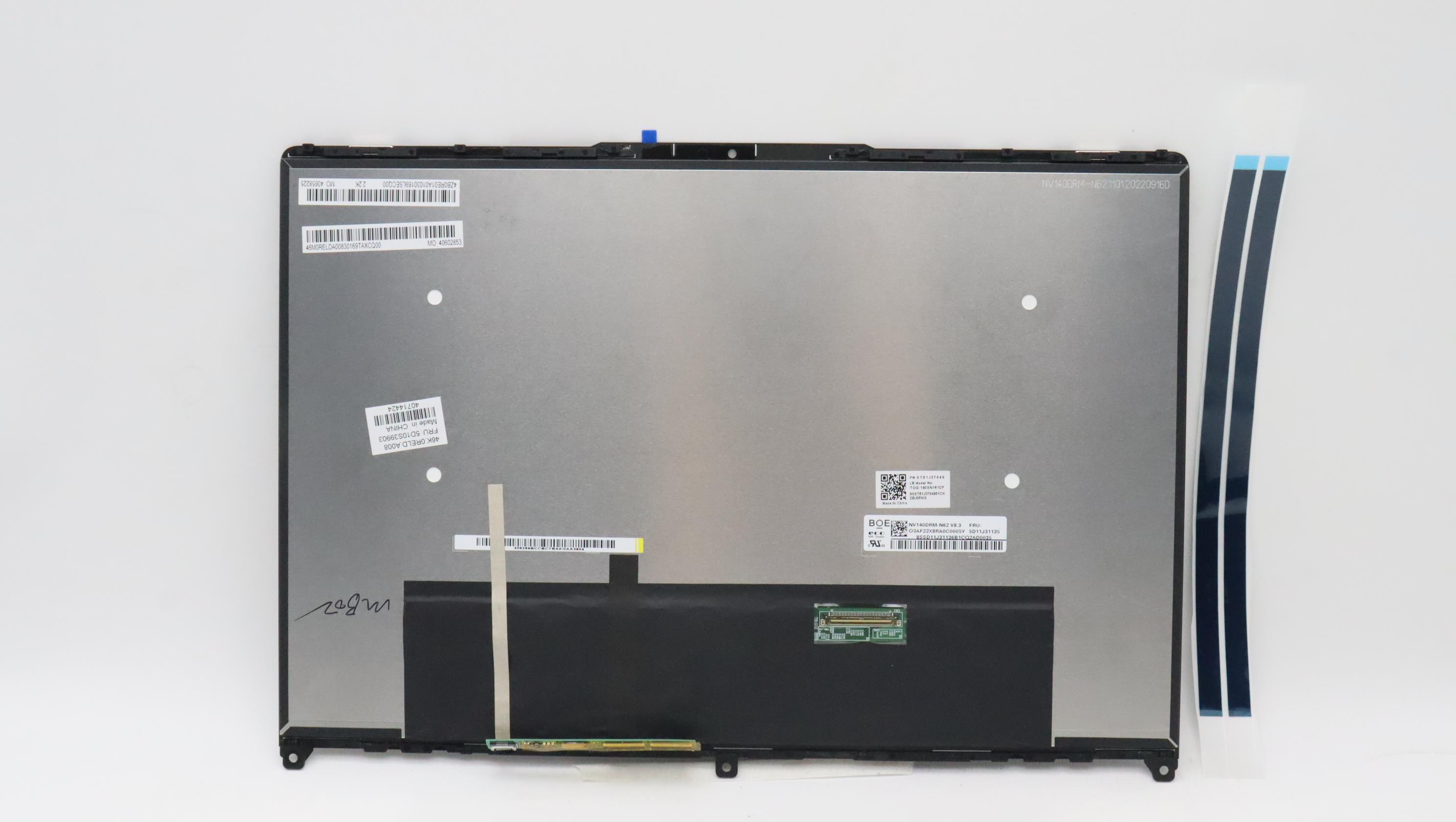 Lenovo Part  Original Lenovo LCD Assembly, 14", 2.2K, Touch, Anti-Glare, IPS, 300nit, 100%sRGB, 82R9 LB+BOE 2.2K