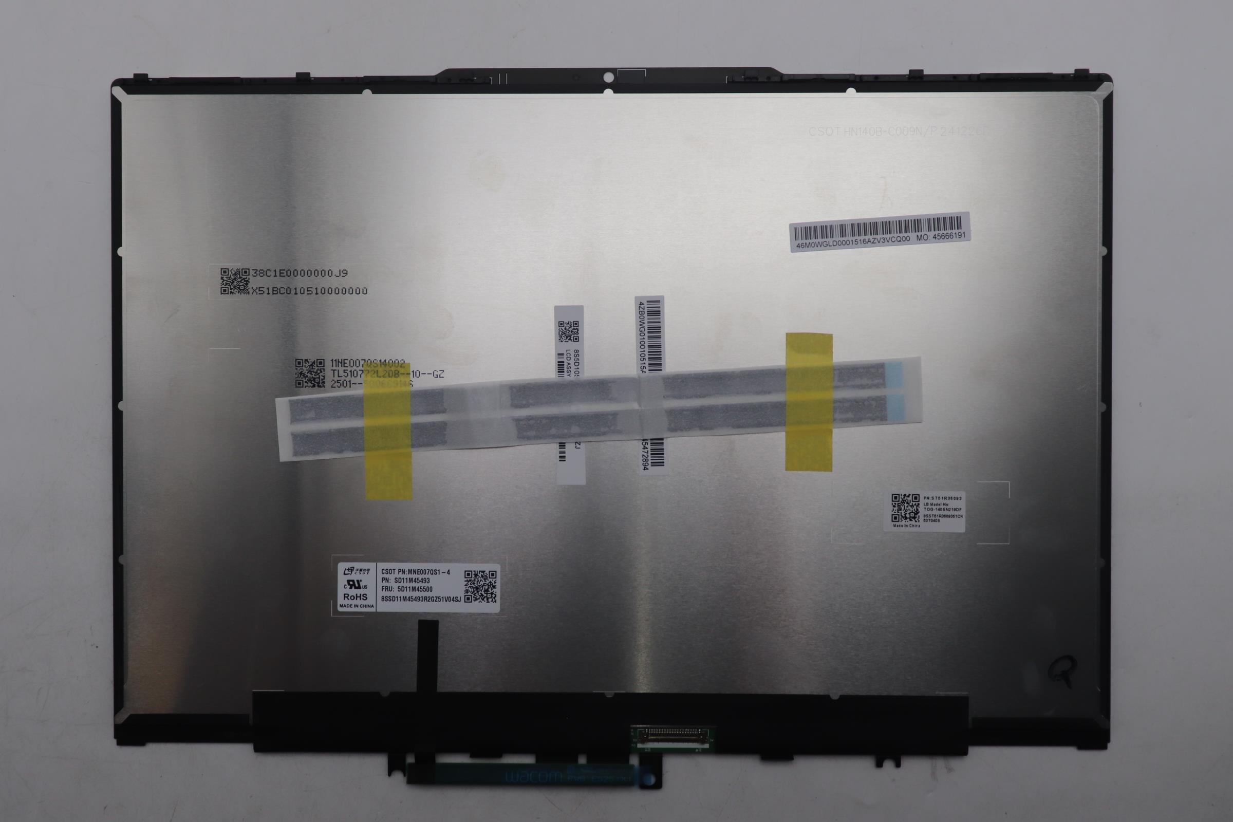 5D10S40271 - Original Lenovo LCD Module, 14", WUXGA, Touch, Glare, Anti-smudge, IPS, 300nit, 100%SRGB, W/RGB Camera