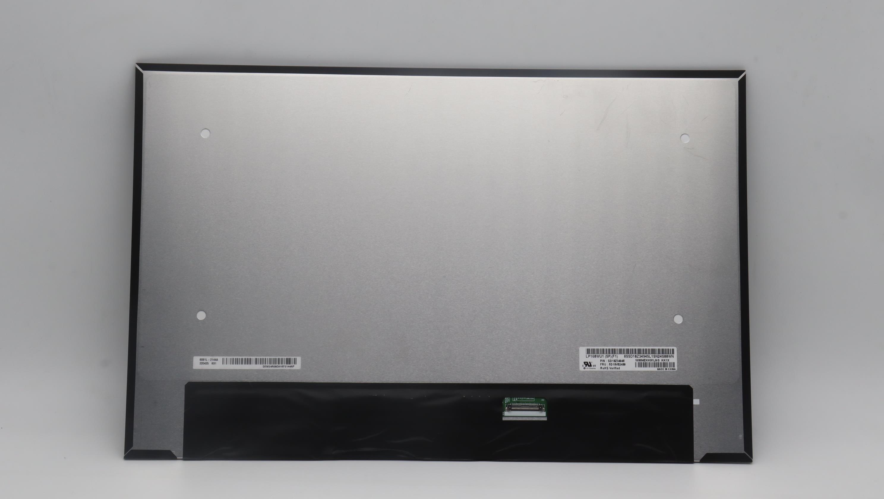 Lenovo Part  Original Lenovo LCD Panel, 16", WQXGA, Anti-Glare, Touch, IPS, 300nits, LGD LP160WU1-SPF1 16.0