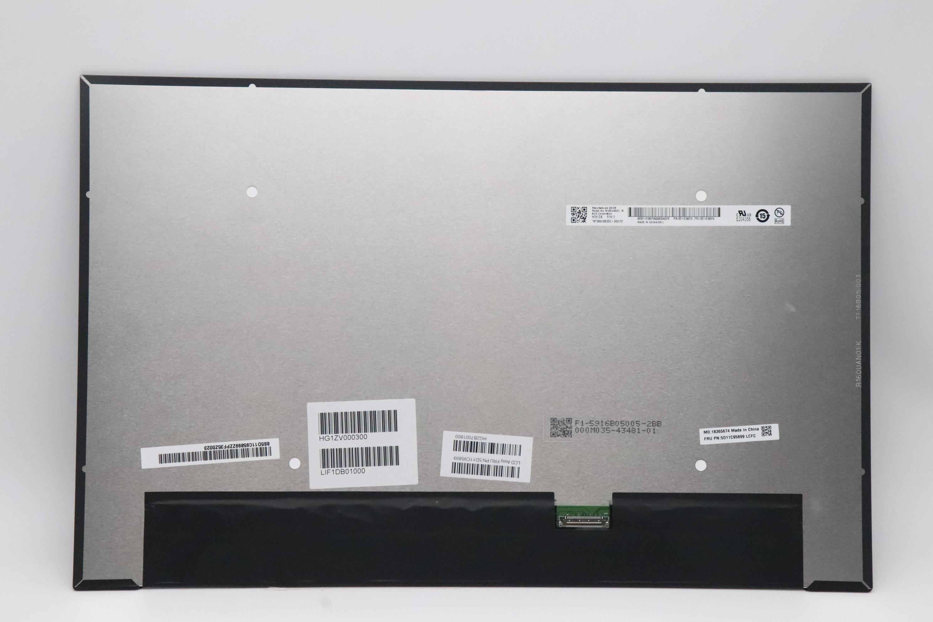 5D11C95899 - Original Lenovo LCD Assembly, 16", WUXGA, Non-Touch, Anti-Glare, IPS, 300nit, 100%sRGB, Color Calibration, 300N FCC-AUO