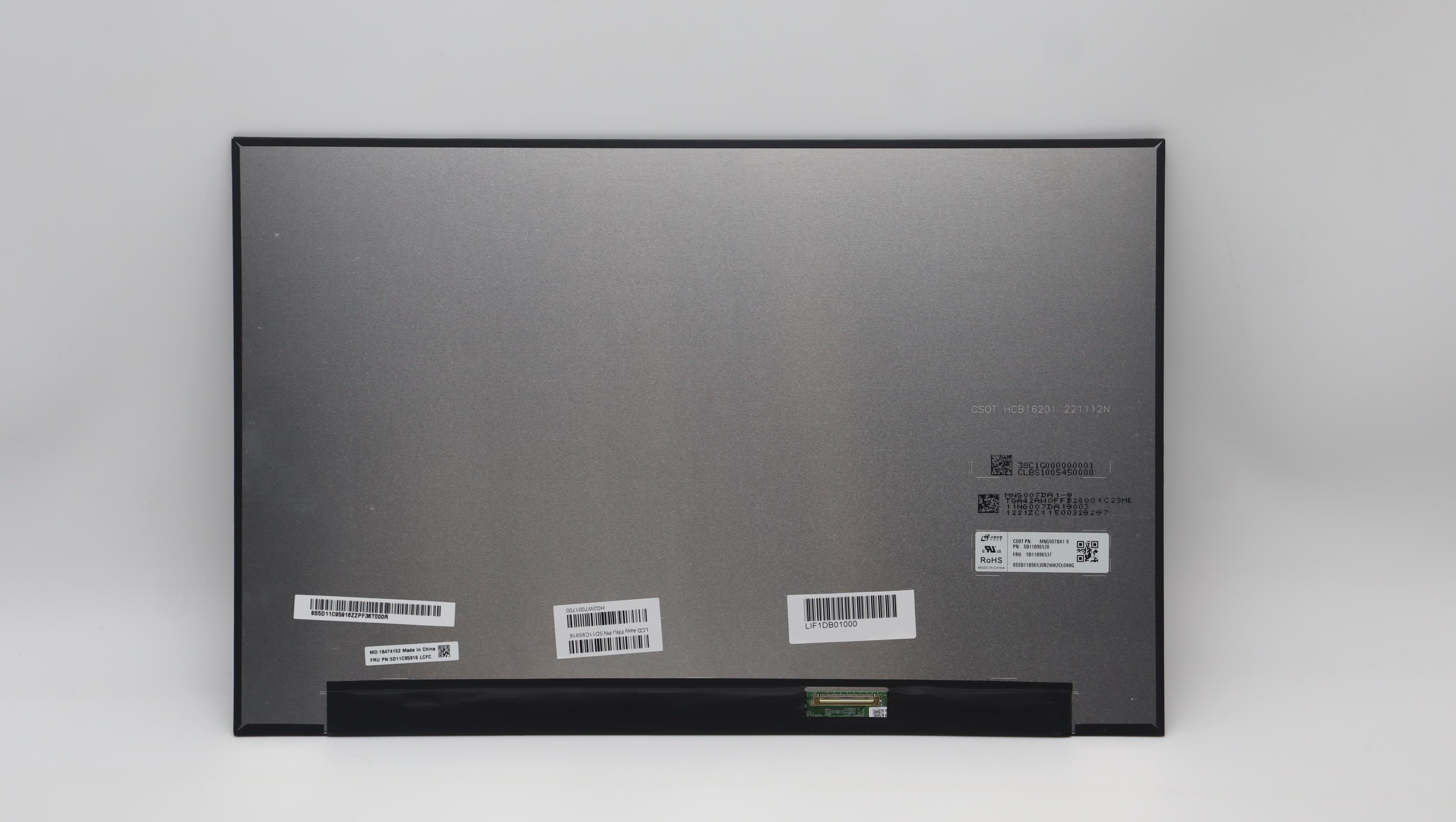 5D11C95916 - Original Lenovo DISPLAY 16WQXGAAGsRGB100% 500nFCC-CSOT
