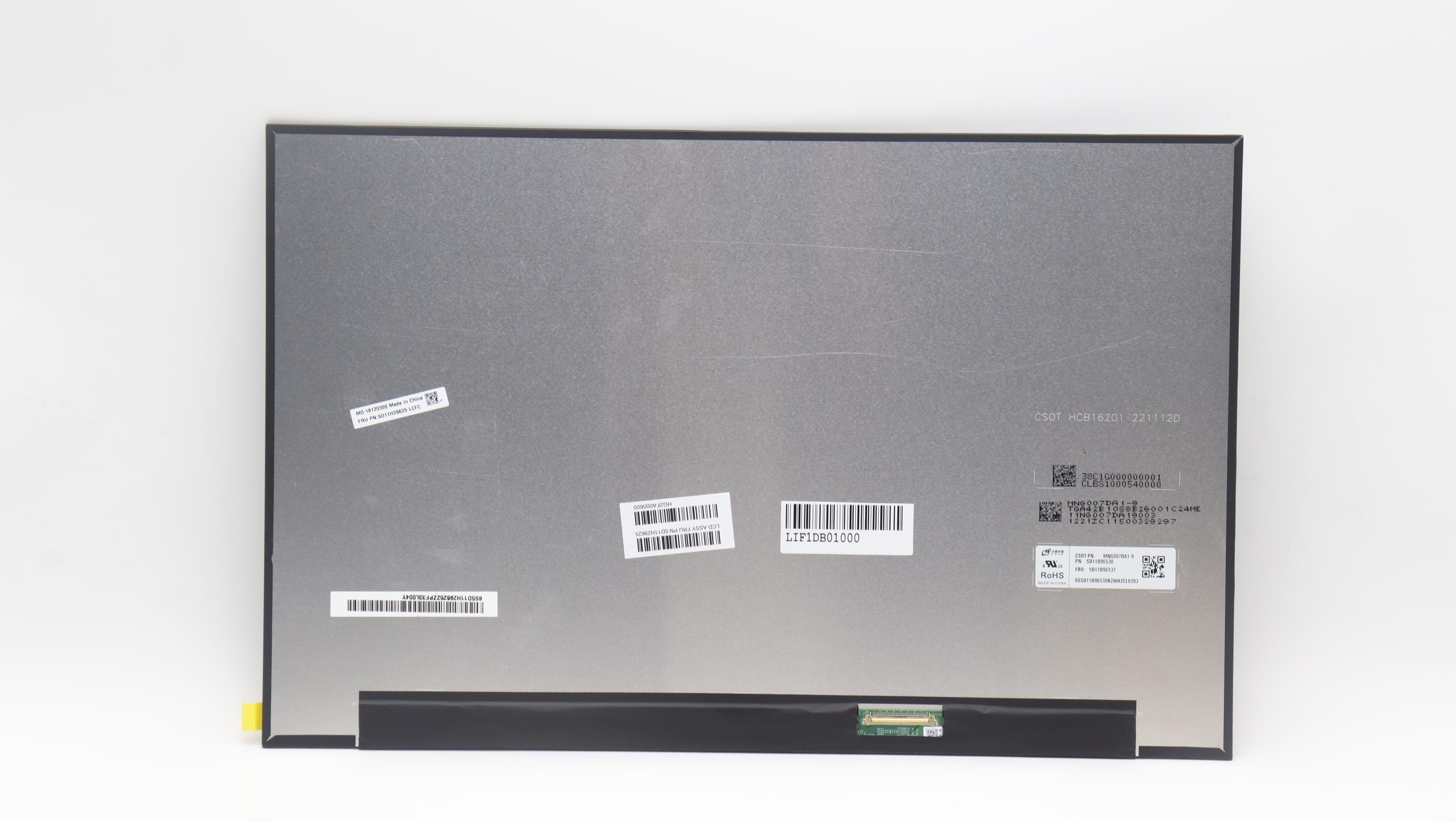 5D11H29625 - Original Lenovo LCD Assembly, 16", WQXGA, Non-Touch, Anti-glare, IPS, 500nit, MNG007DA1-9 16WQX Color CS