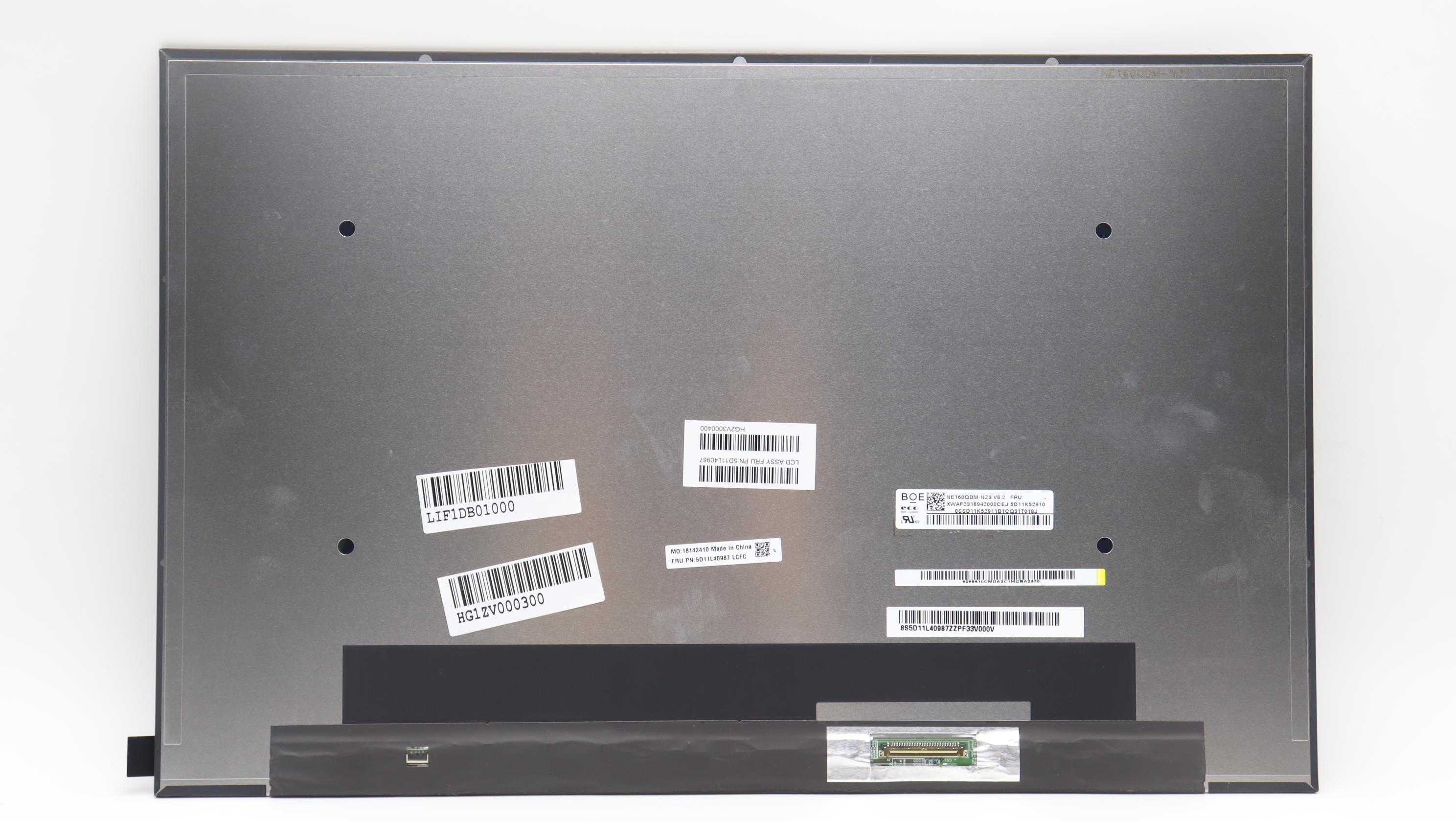 5D11L40987 - Original Lenovo LCD Assembly, 16", WQXGA, Anti-Glare, IPS, 500nit, 100%sRGB, Color Calibration,  NE160QDM-NZ3 16WQX ColorBOE