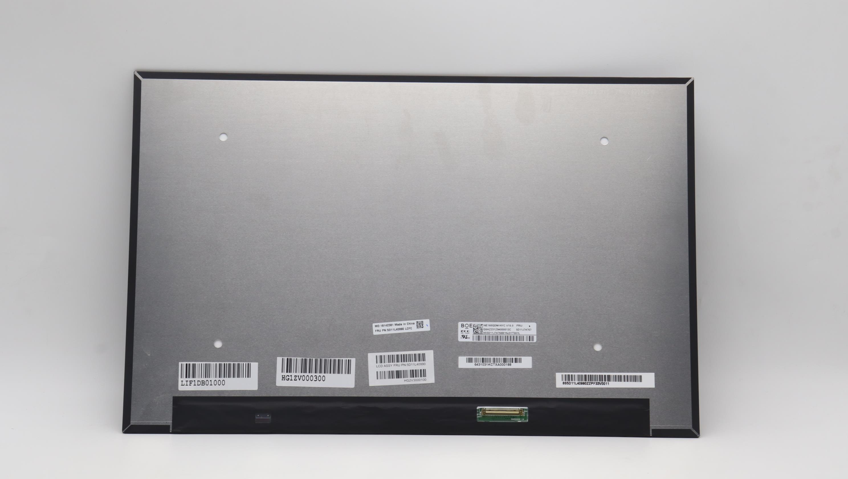 5D11L40990 - Original Lenovo LCD Module, 16", WQXGA, Anti-Glare, IPS, 350nit, 100%sRGB, Color Calibration, NE160QDM-NYC