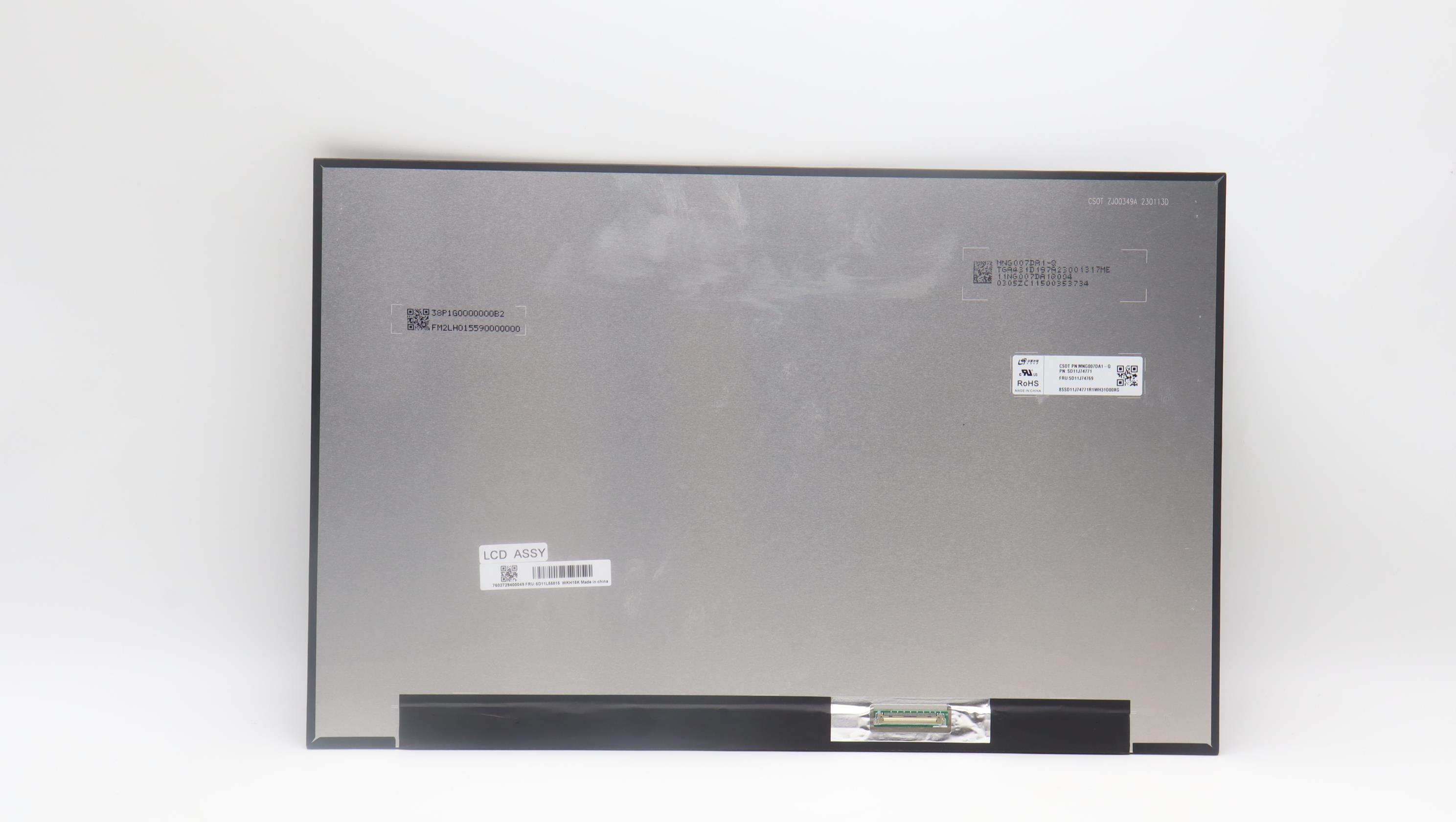 5D11L55815 - Original Lenovo LCD Module, 16", WQXGA, Anti-Glare, IPS, 350nit, 100%SRGB, Color Calibration