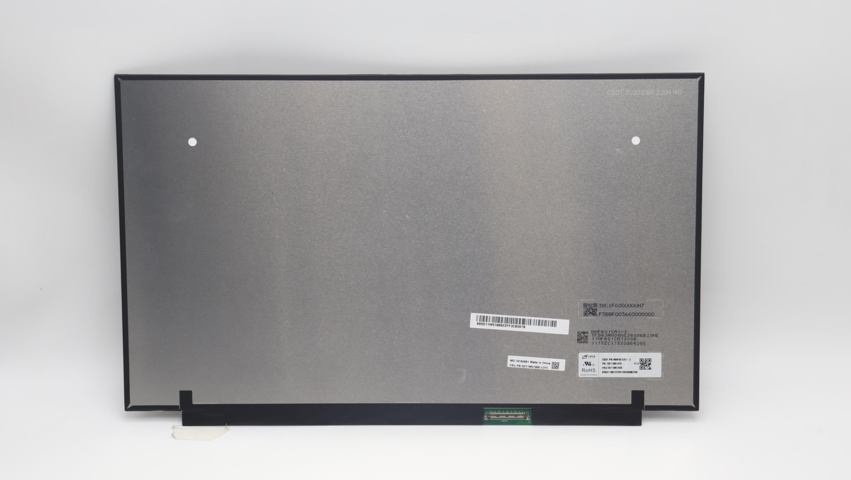 Lenovo Part  Original Lenovo Display Panel, 15.6", 0, Anti-Glare, IPS, 350nit, 100%sRGB,  CSO MNF601CA1-3 V1.0