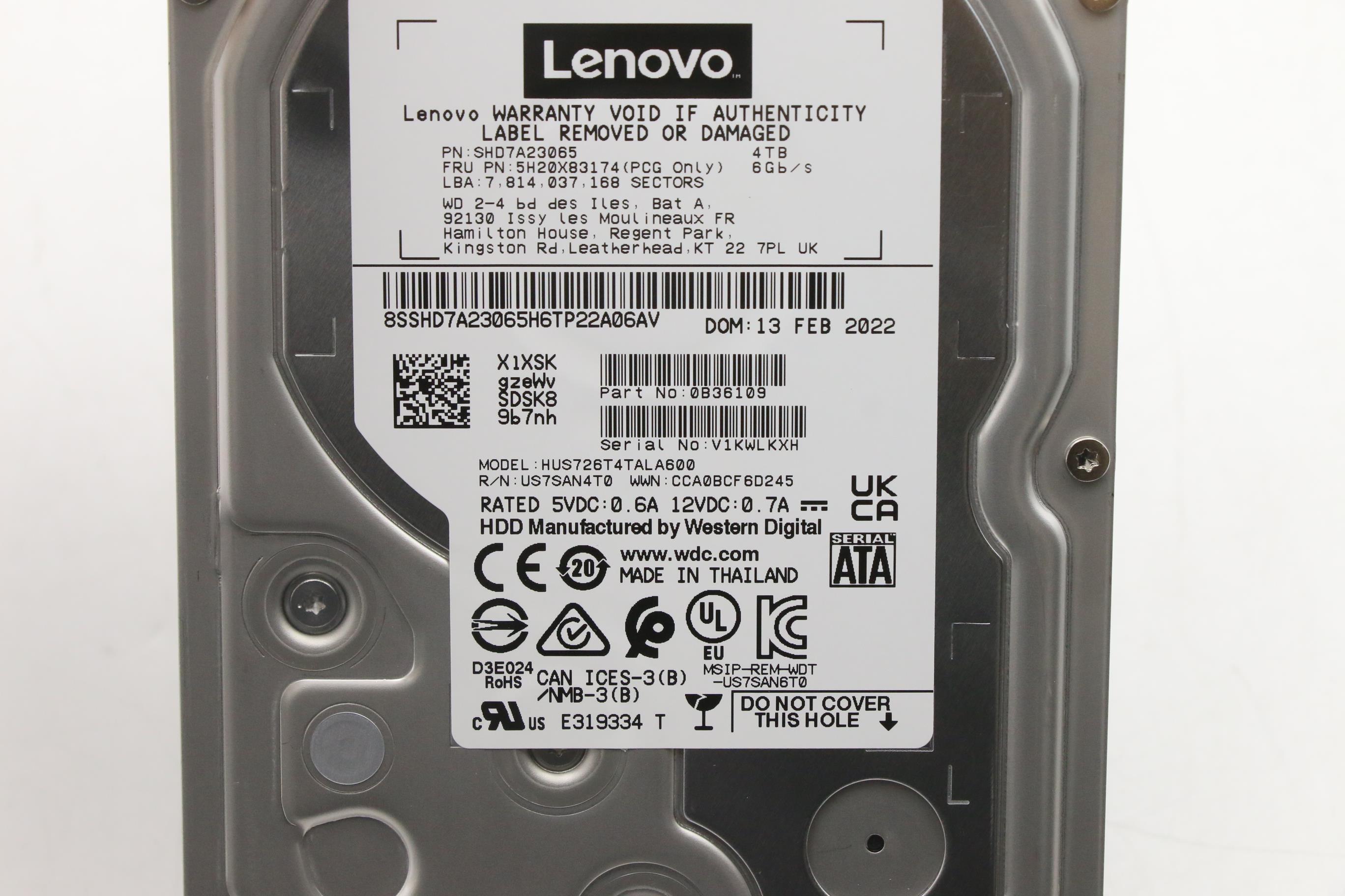 Lenovo Part  Original Lenovo FRU WD 3.5" 7.2K SATA 4T
