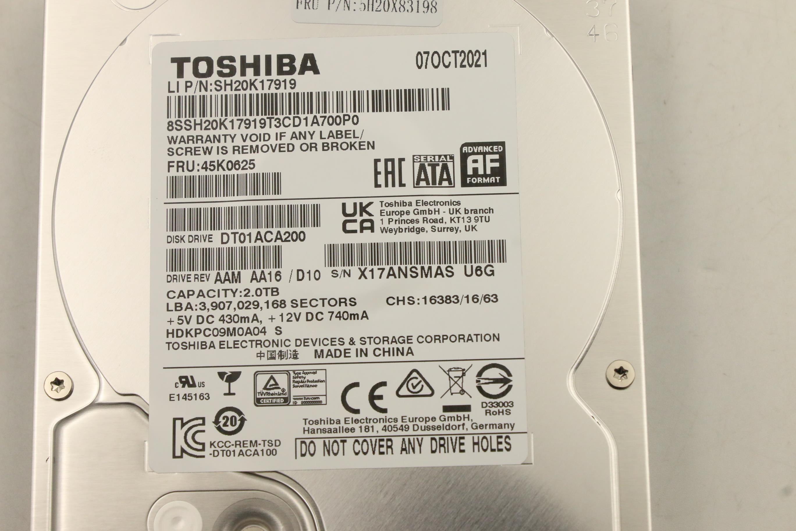 5H20X83198 - Original Lenovo Toshiba Client 2TB HDD