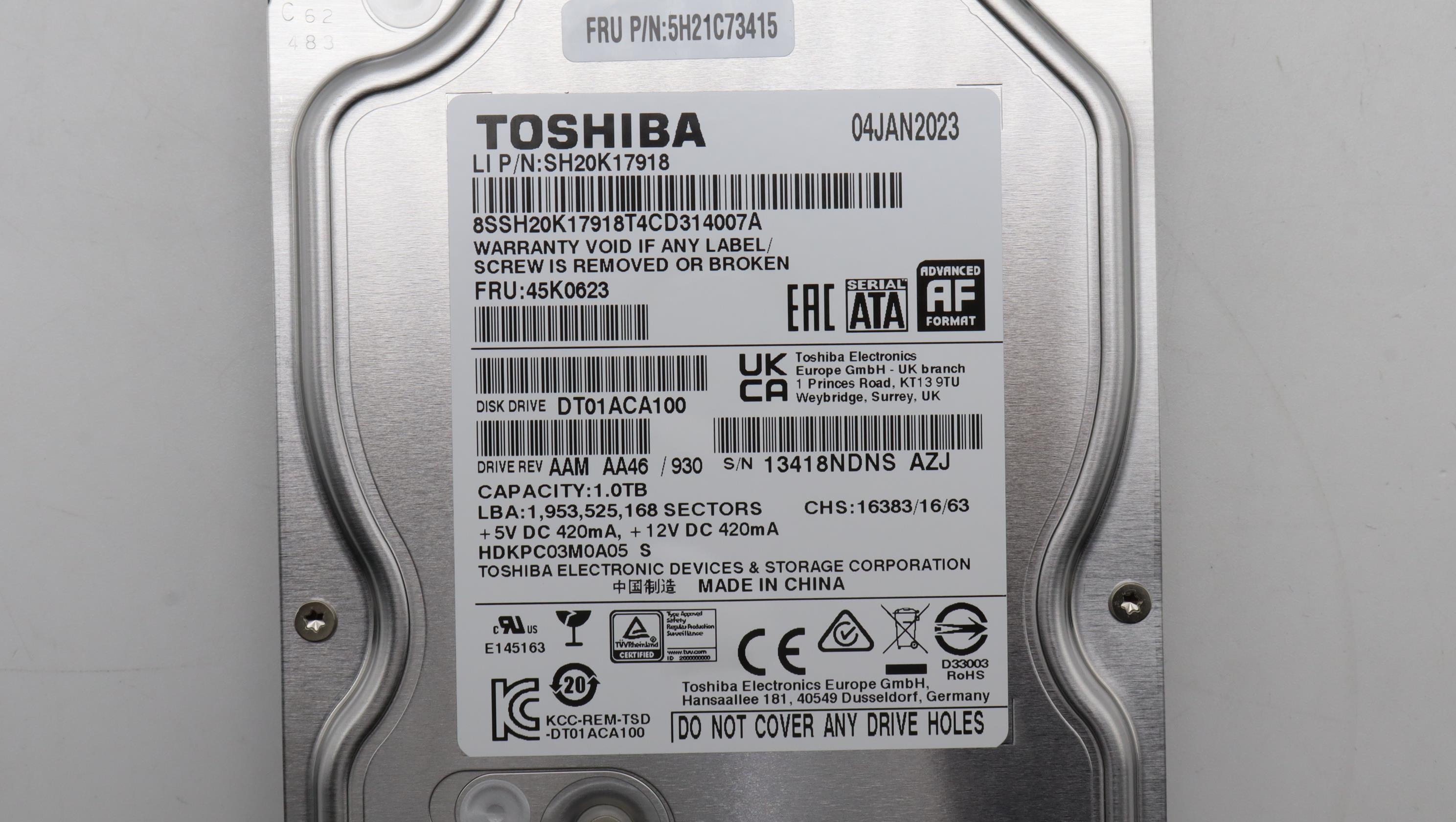 5H21C73415 - Original Lenovo Toshiba-Mars 3.5'' SATA 1T