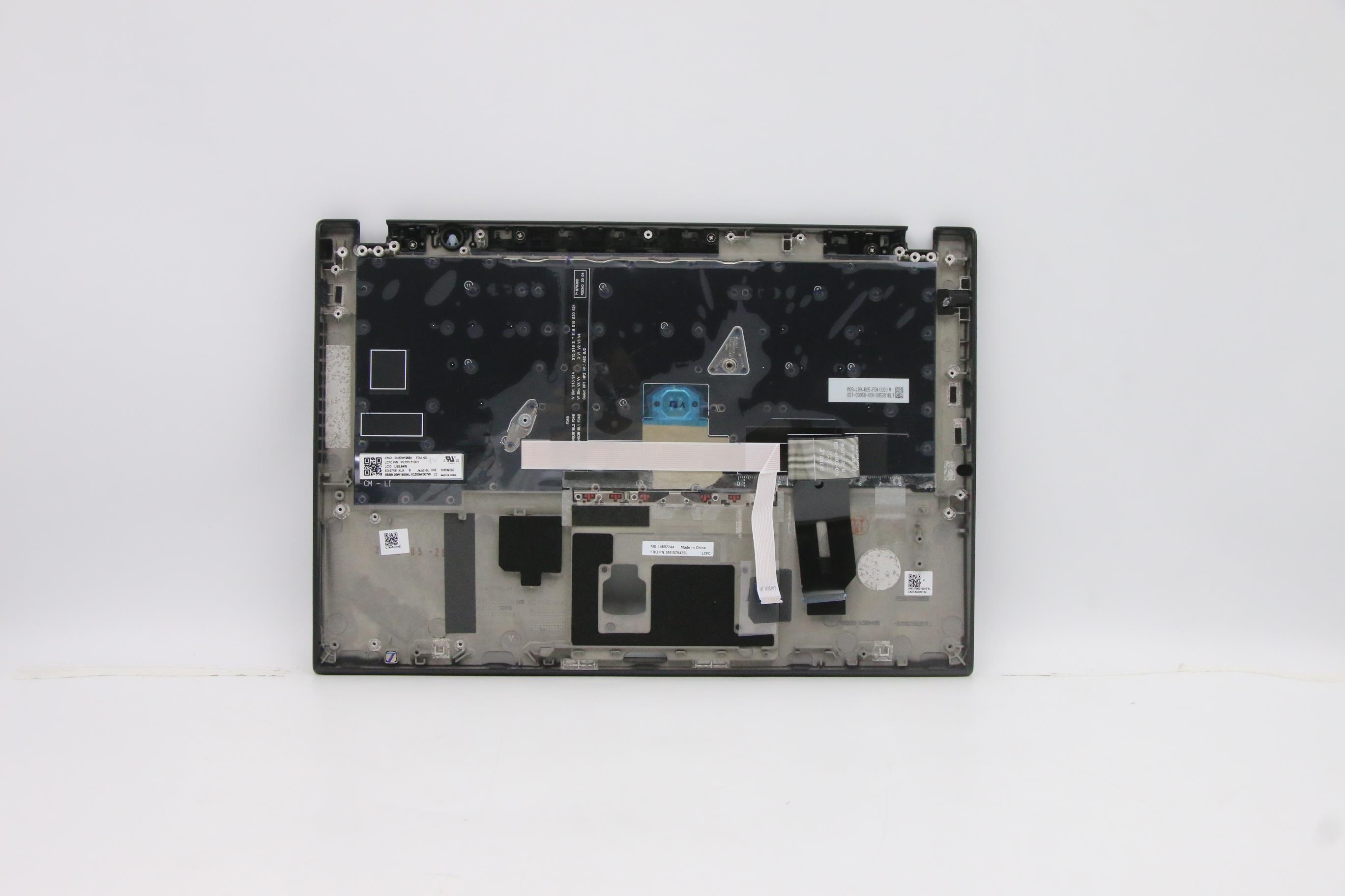 5M10Z54250 - Original Lenovo Keyboard with Upper Cover (Palmrest),English Euro,Black,Backlight,Fingerprint