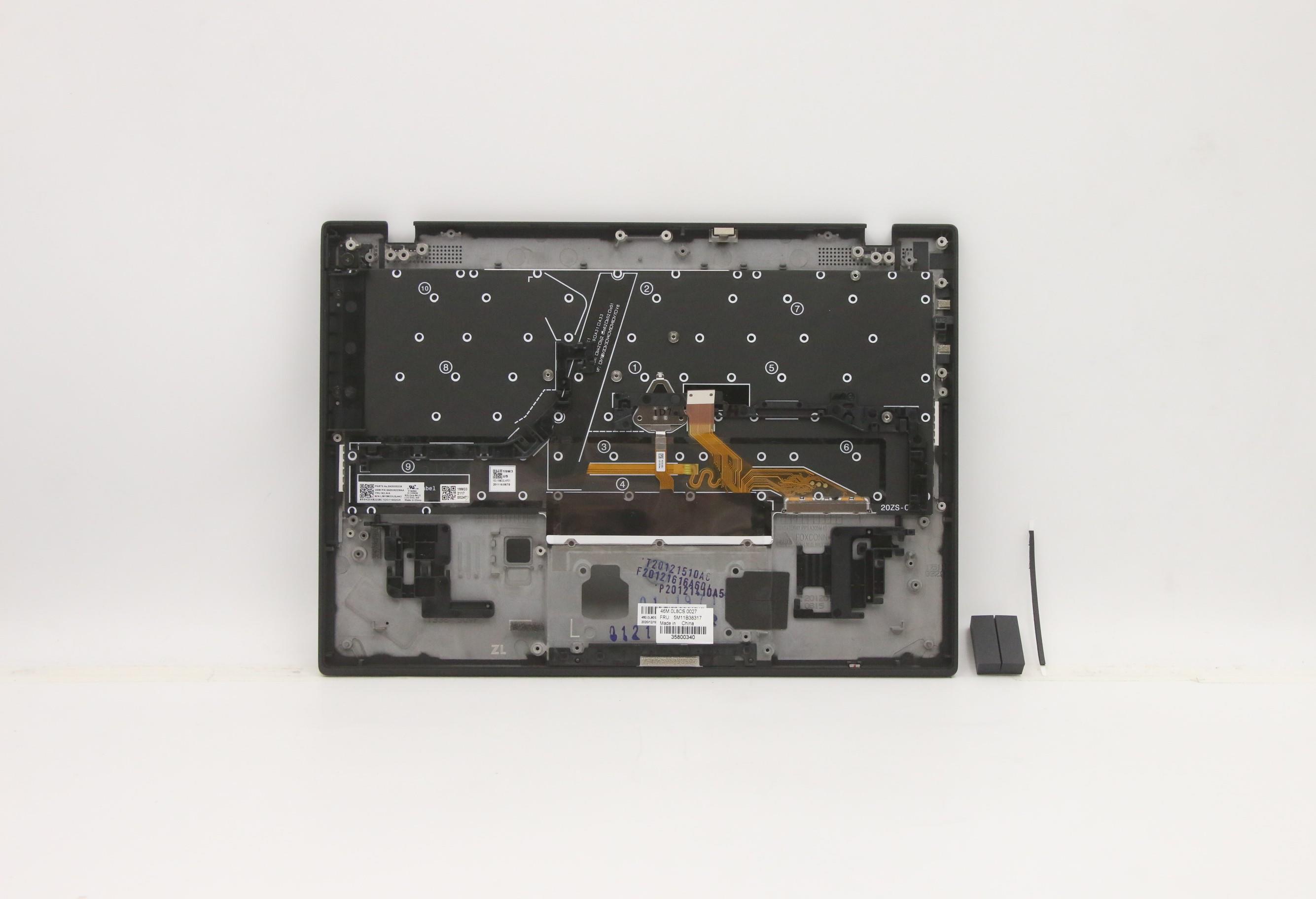5M11B38317 - Original Lenovo Keyboard with Upper Cover (Palmrest), English, Black, Backlight, WLAN