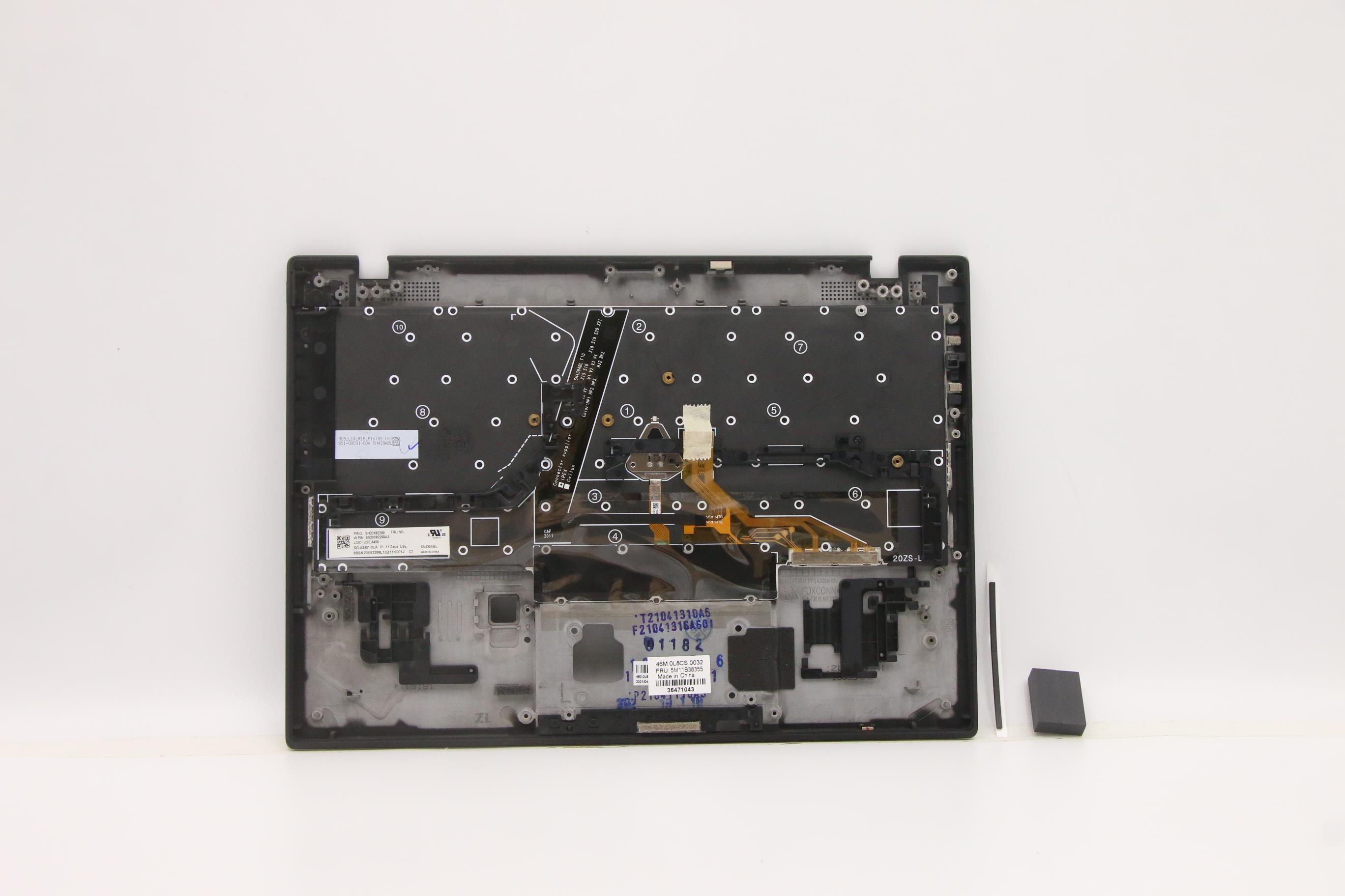 5M11B38355 - Original Lenovo Keyboard with Upper Cover (Palmrest), English, Euro, Black, WLAN