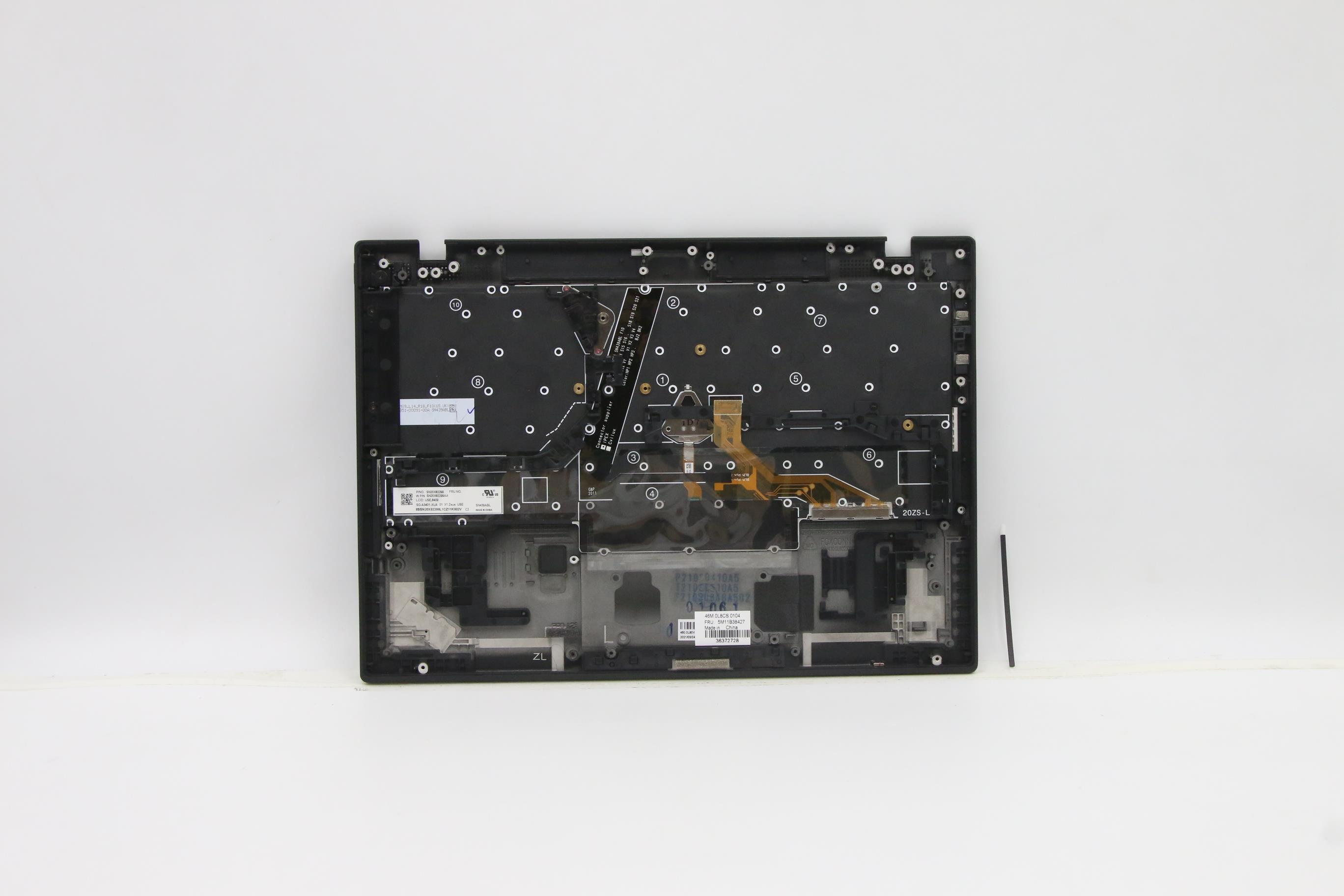 5M11B38427 - Original Lenovo Zeus-1  FRU_GRP_KBD_Bezel_ASM_US English International with a Euro symbol_WWAN_Black_Liteon