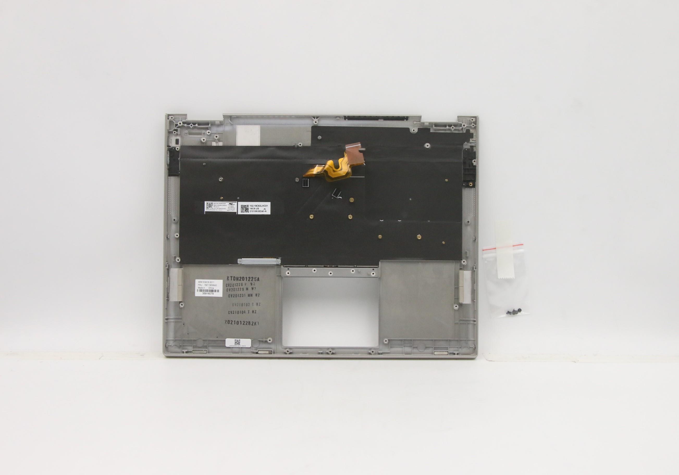 5M11B59843 - Original Lenovo Keyboard with Upper Cover (Palmrest), English, Backlight, WLAN, Titanium, Mg, Hybrid plastic