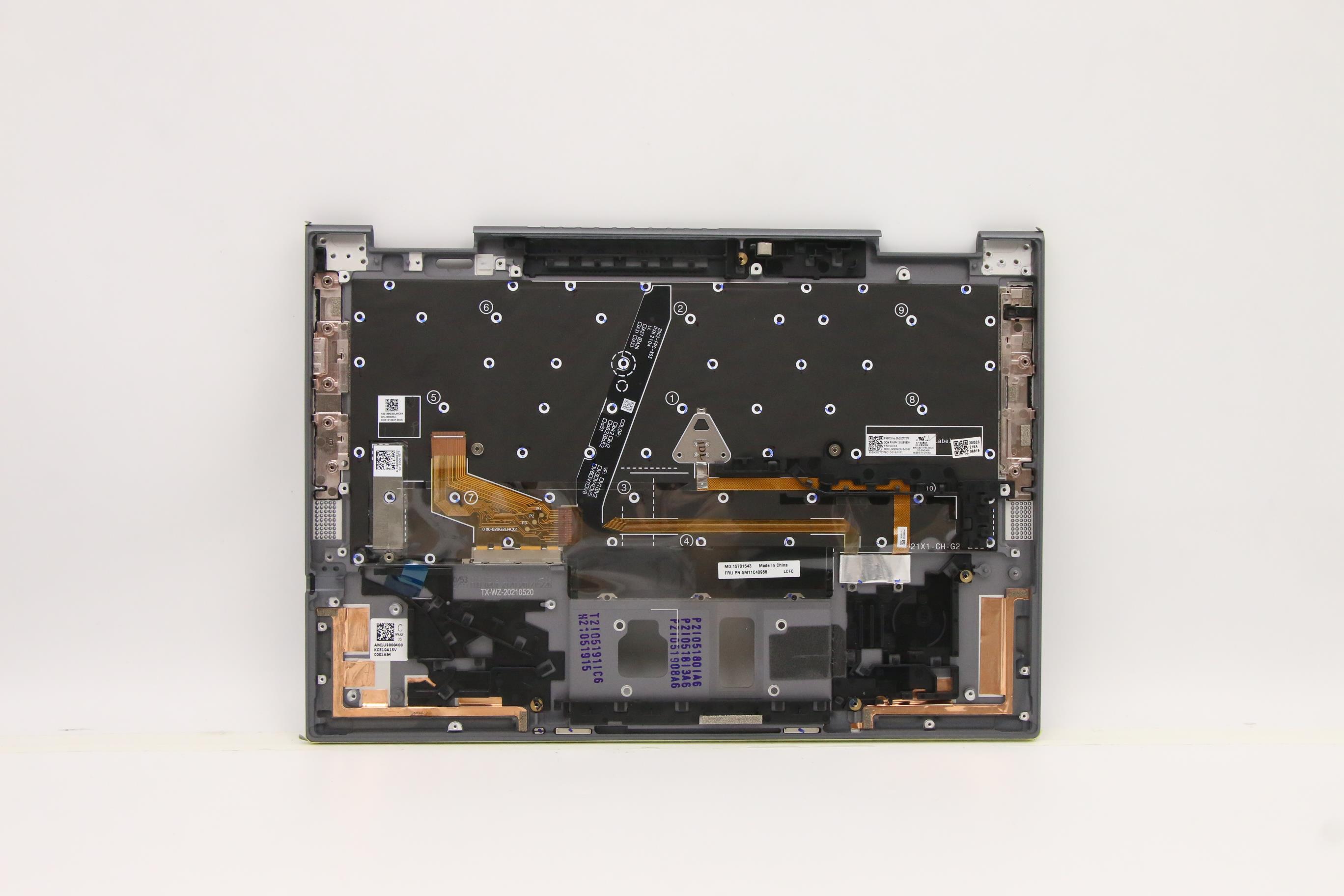 5M11C40988 - Original Lenovo Keyboard with Upper Cover (Palmrest), English, Storm Grey, WWAN