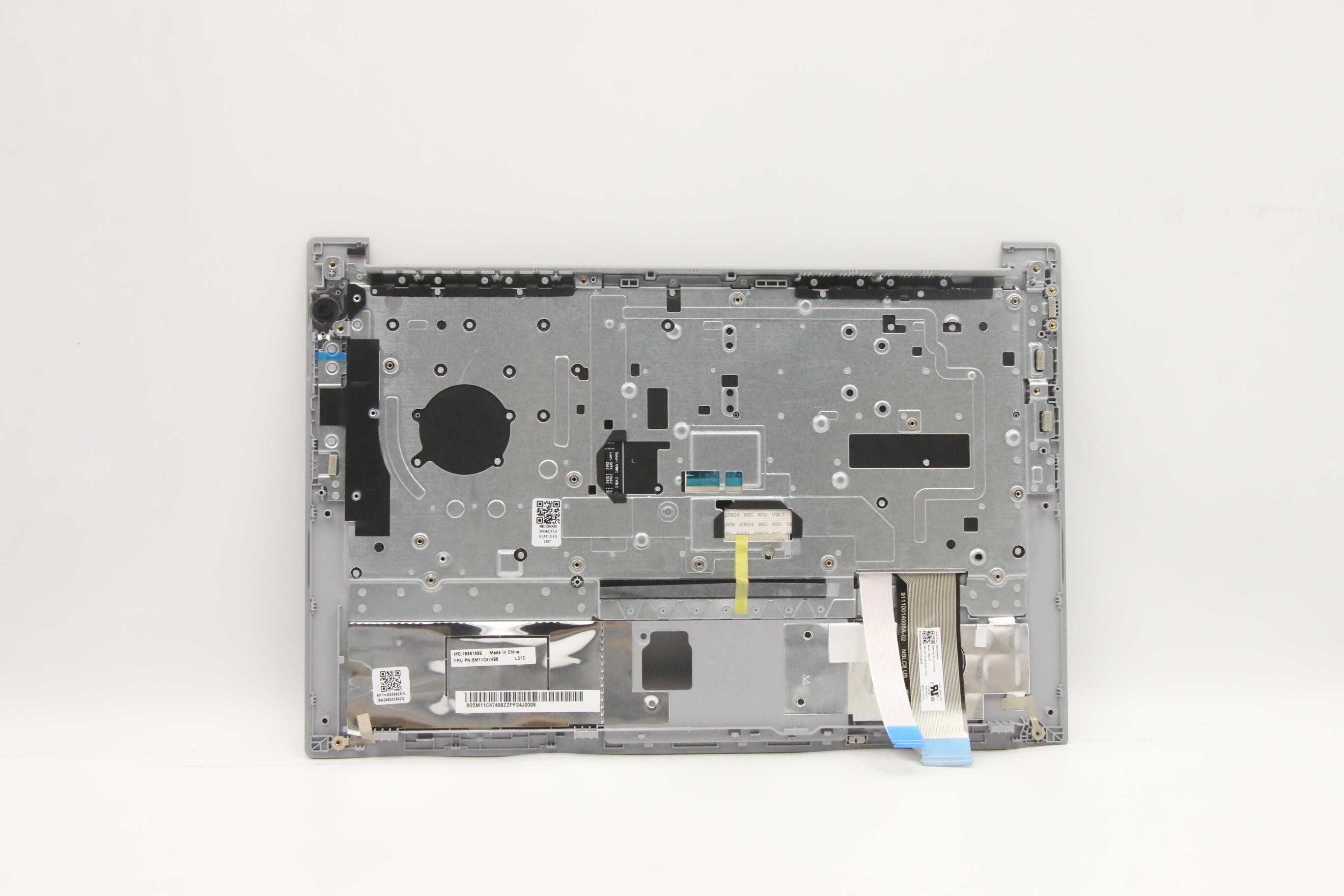 5M11C47498 - Original Lenovo Keyboard with Upper Cover (Palmrest), English, Backlit Painting, Silver