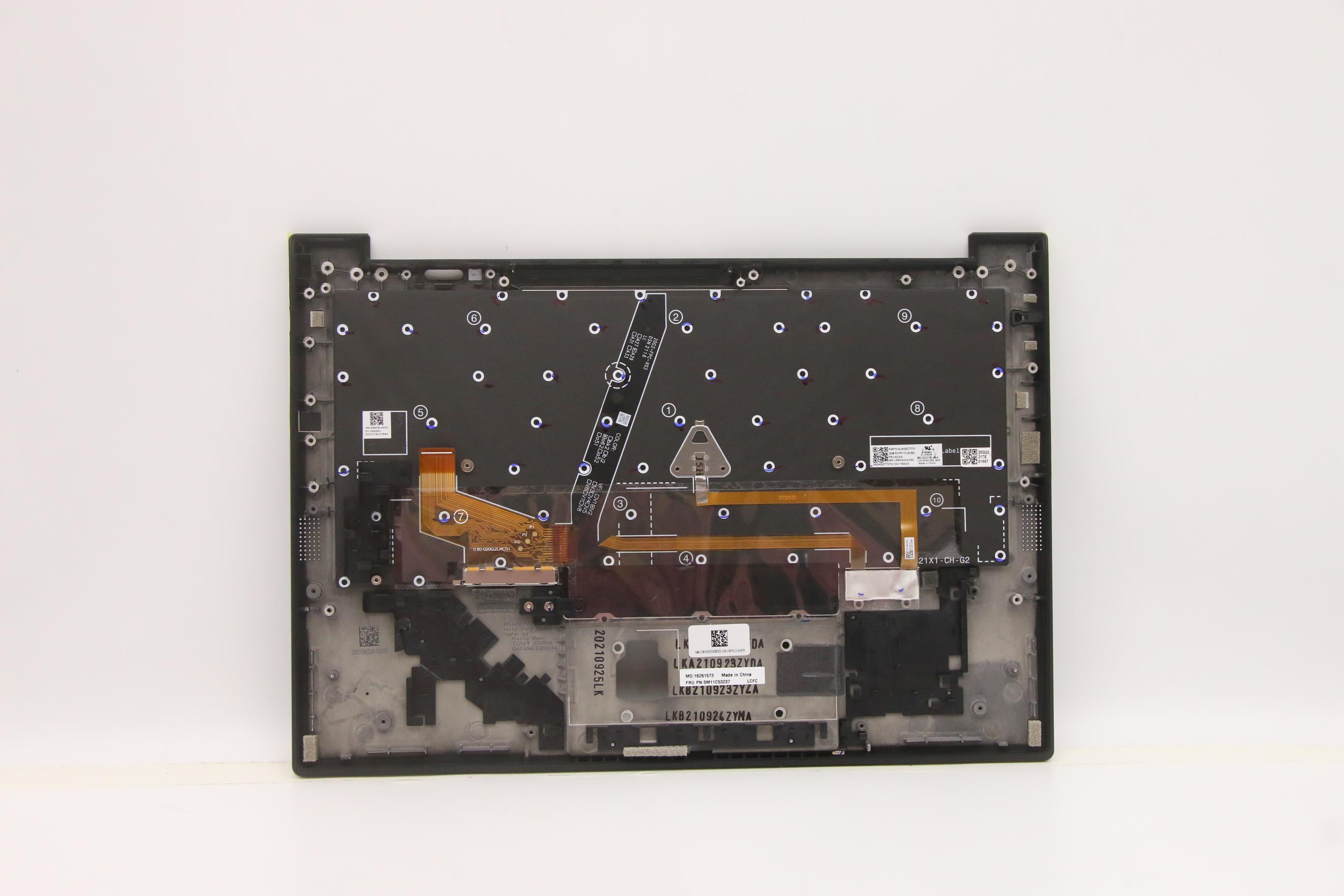 5M11C53237 - Original Lenovo Keyboard with Upper Cover (Palmrest), English, Euro, Deep Black, WLAN