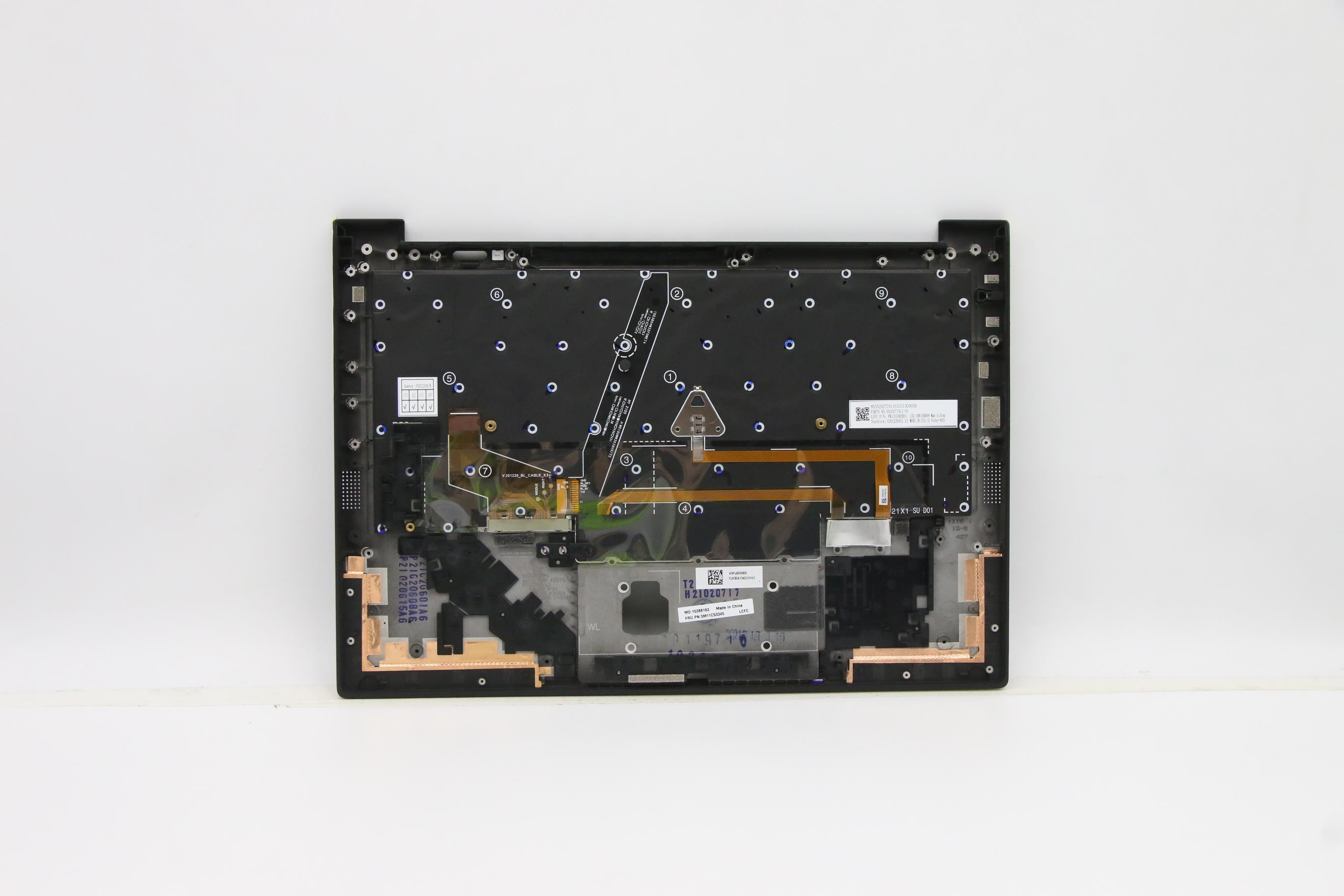 5M11C53345 - Original Lenovo Keyboard with Upper Cover (Palmrest), English, Euro, Deep Black, WWAN