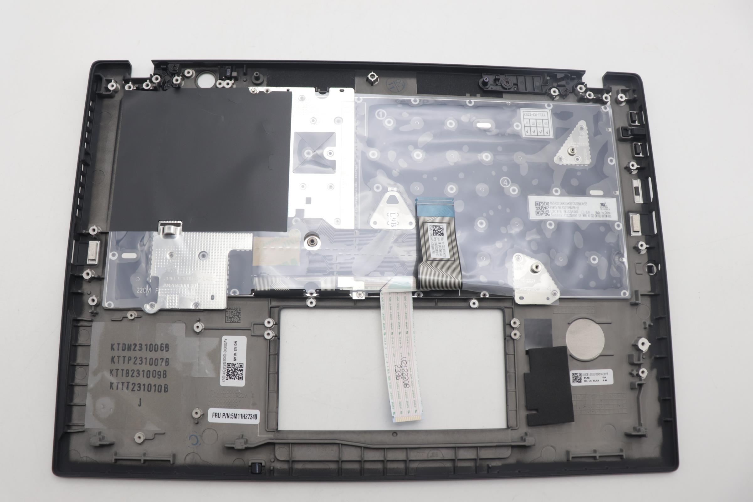 5M11H27340 - Original Lenovo Keyboard with Upper Cover (Palmrest), English, Backlight, (SUN), Black