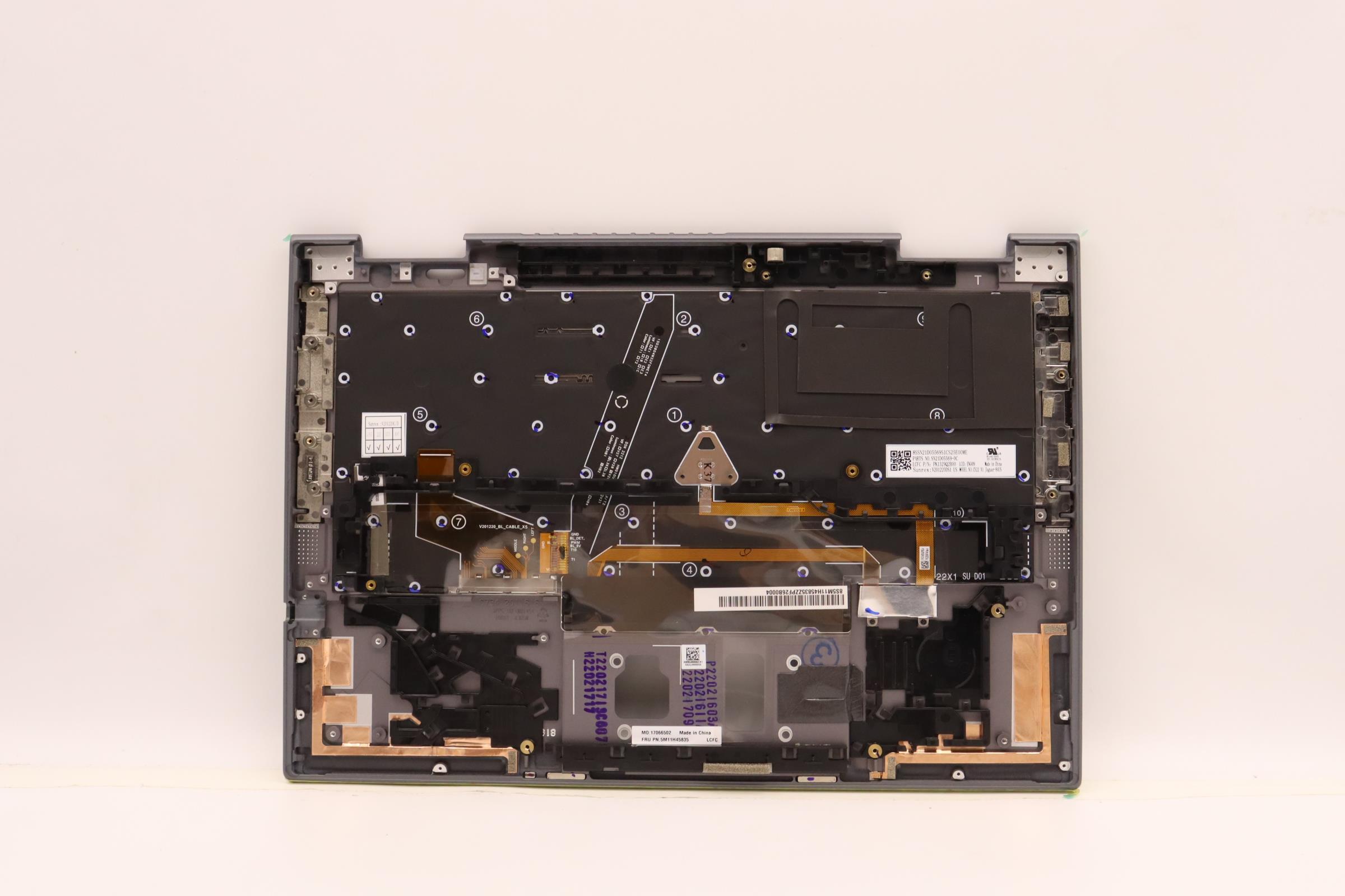 5M11H45835 - Original Lenovo Keyboard with Upper Cover (Palmrest), BZL, WW, GY, SRX, English