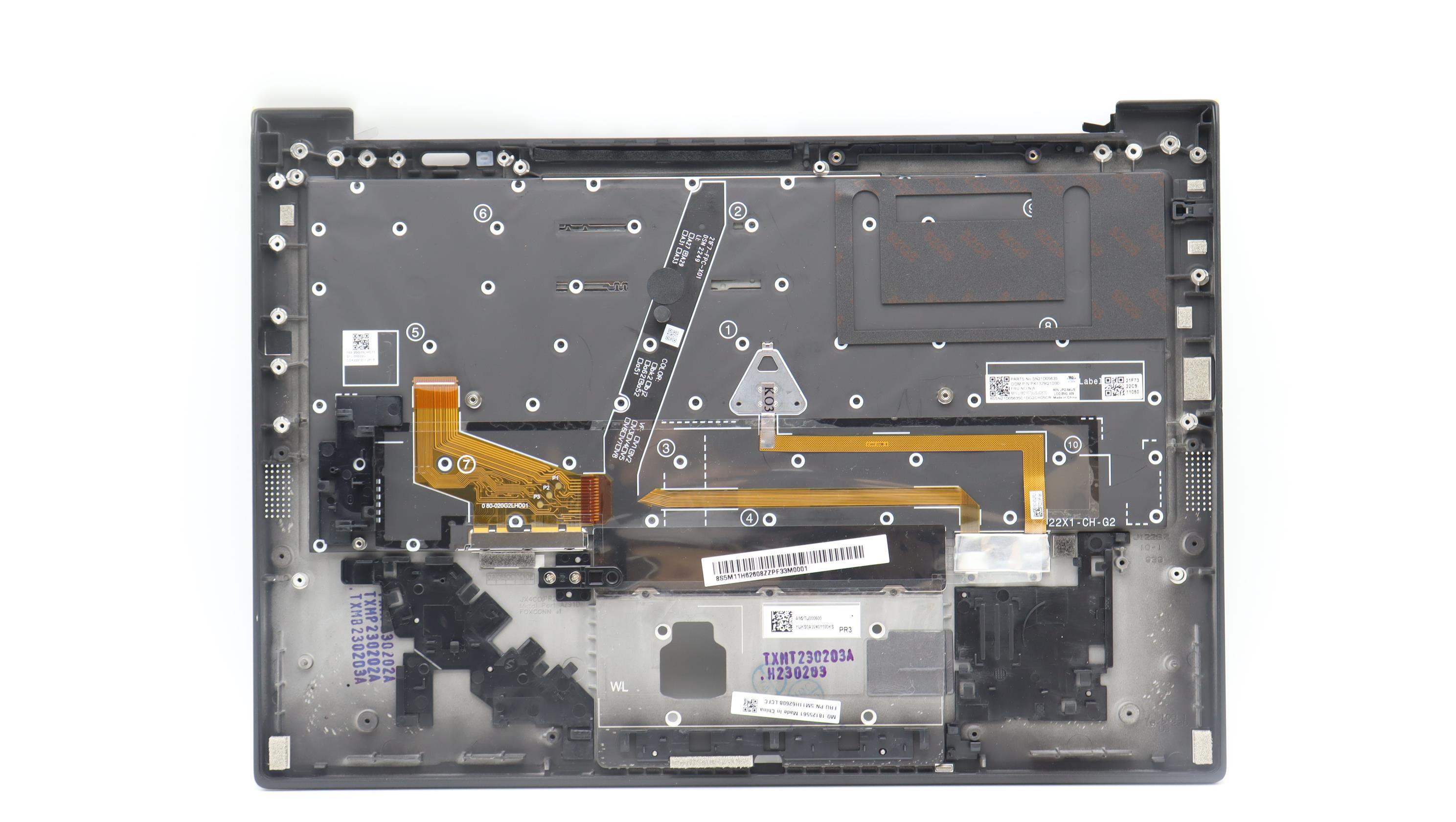 5M11H62608 - Original Lenovo Keyboard with Palmrest (Cover), English, Black, Backlight, Fingerprint