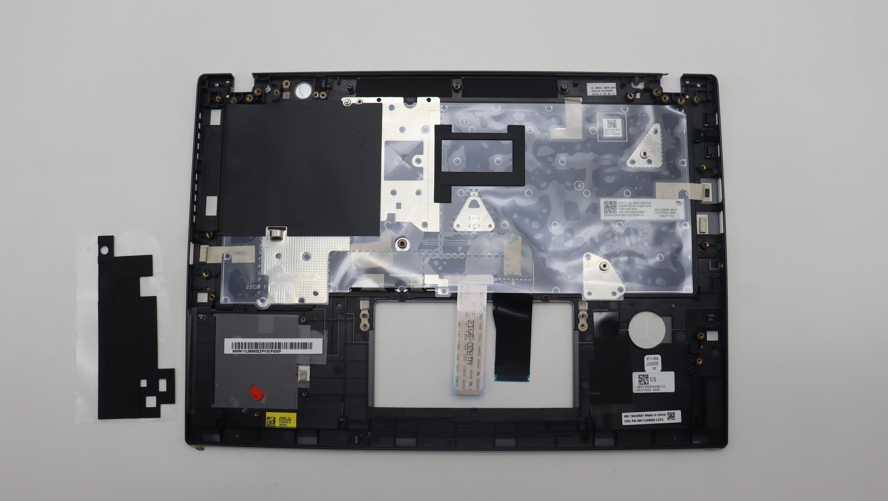 5M11L59593 - Original Lenovo Keyboard with Upper Cover (Palmrest), Backlight, Grey, English, CHY