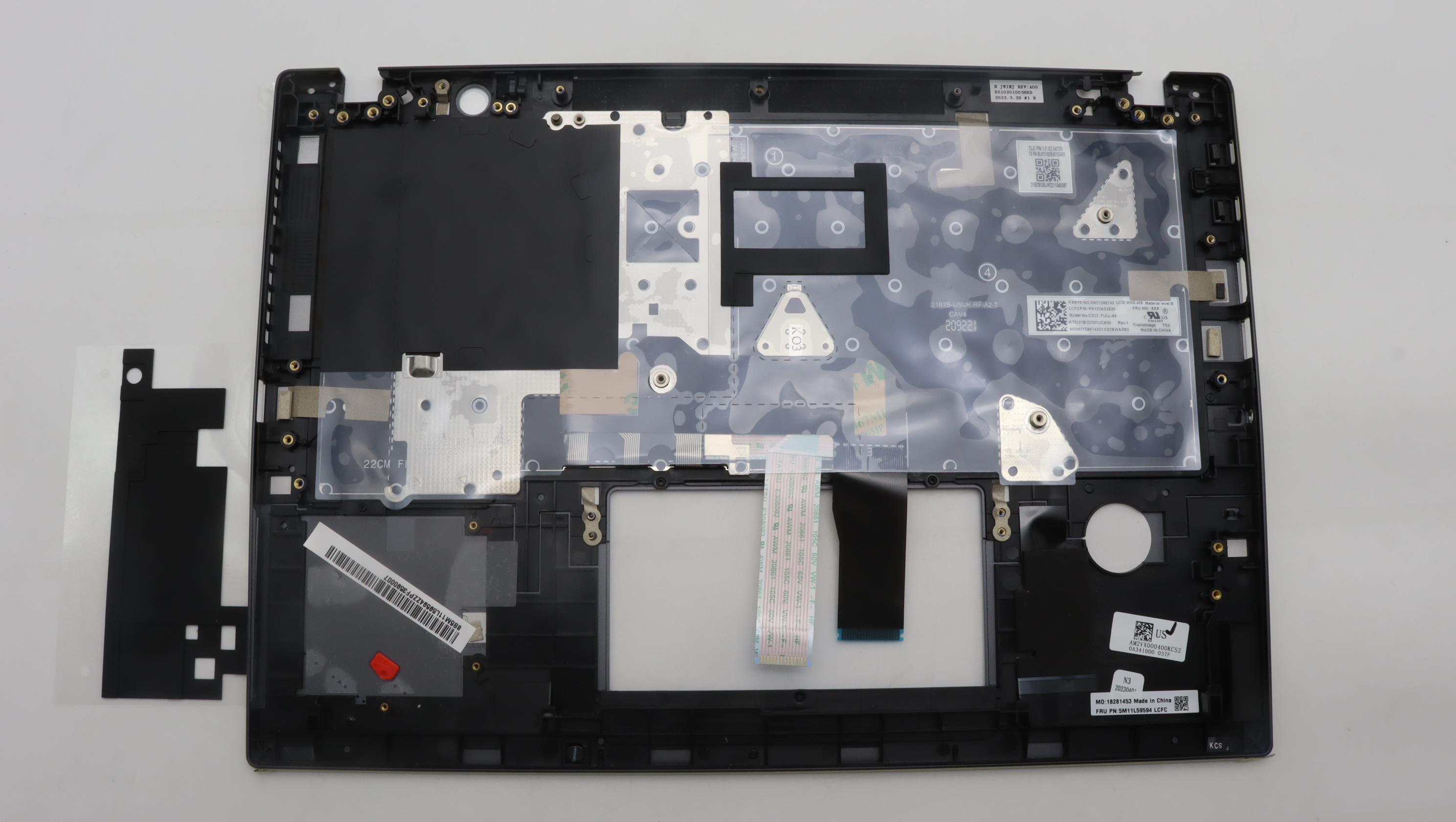 5M11L59594 - Original Lenovo Keyboard with Upper Cover (Palmrest), Backlight, Grey, English, TRI