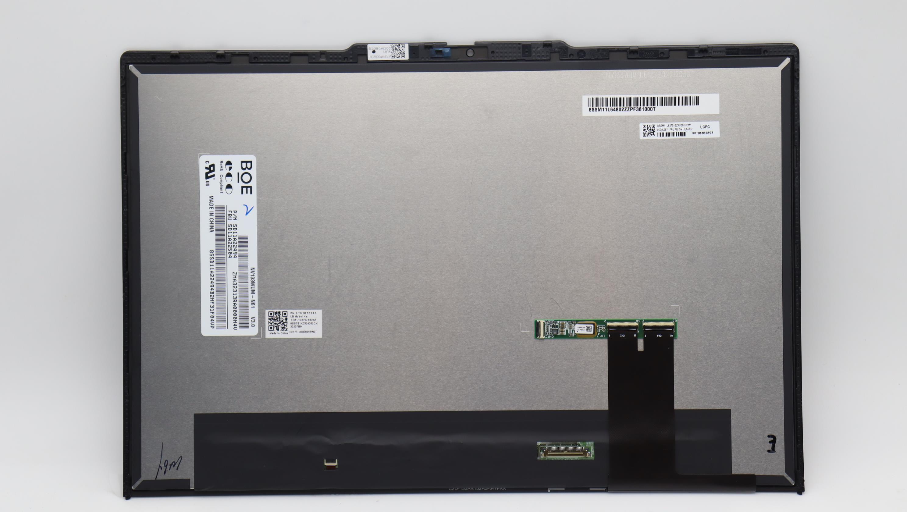 5M11L64802 - Original Lenovo LCD Module,13.3",WUXGA,Touch,Anti-Glare,IPS,300nit,100% SRGB