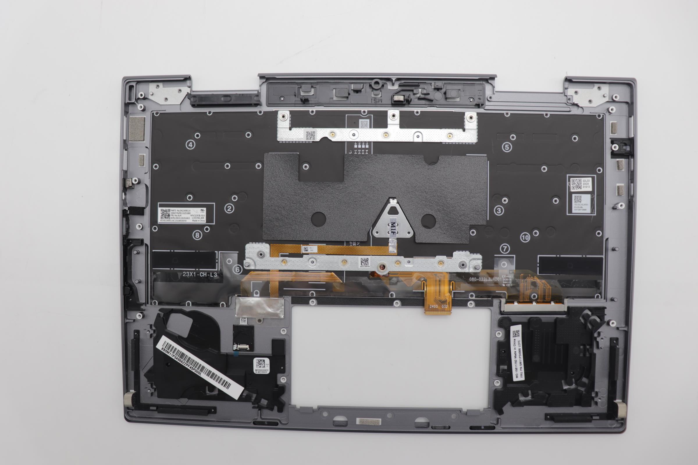 5M11P34966 - Original Lenovo Keyboard with Palmrest (Cover), English, Luna Grey, Fingerprint, WLAN