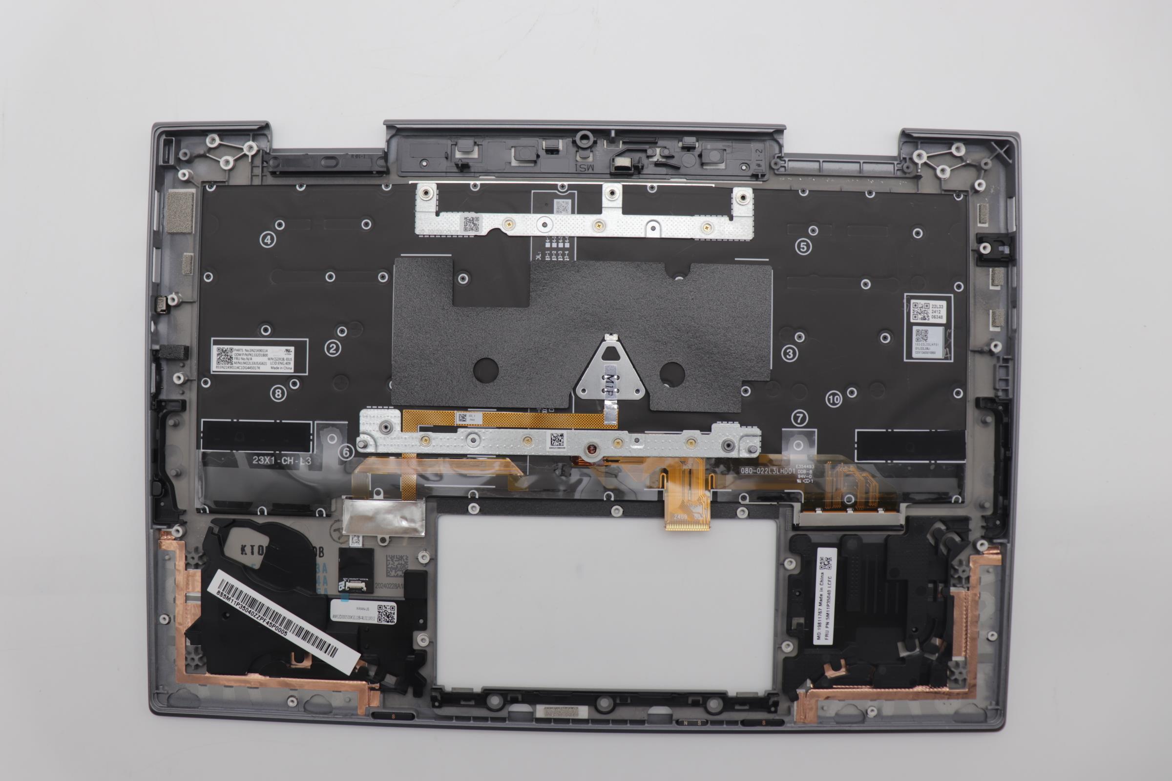 5M11P35040 - Original Lenovo Keyboard with Palmrest (Cover), English, Luna Grey, Fingerprint, WWAN