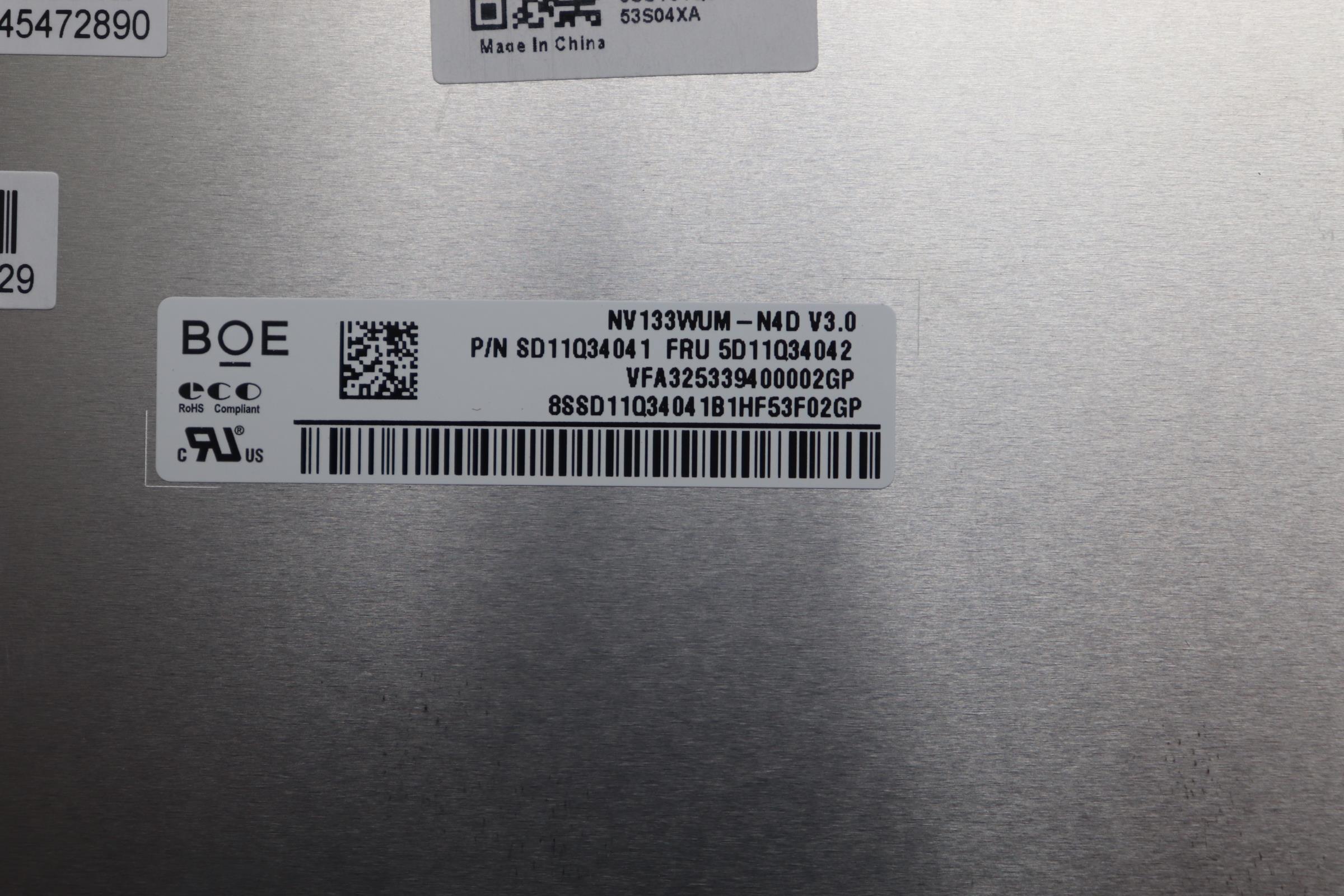 5M11Q55204 - Original Lenovo LCD Module, 13.3", WUXGA, Touch, Anti-Glare, IPS, 400nit, 45%NTSC, W/RGB Camera