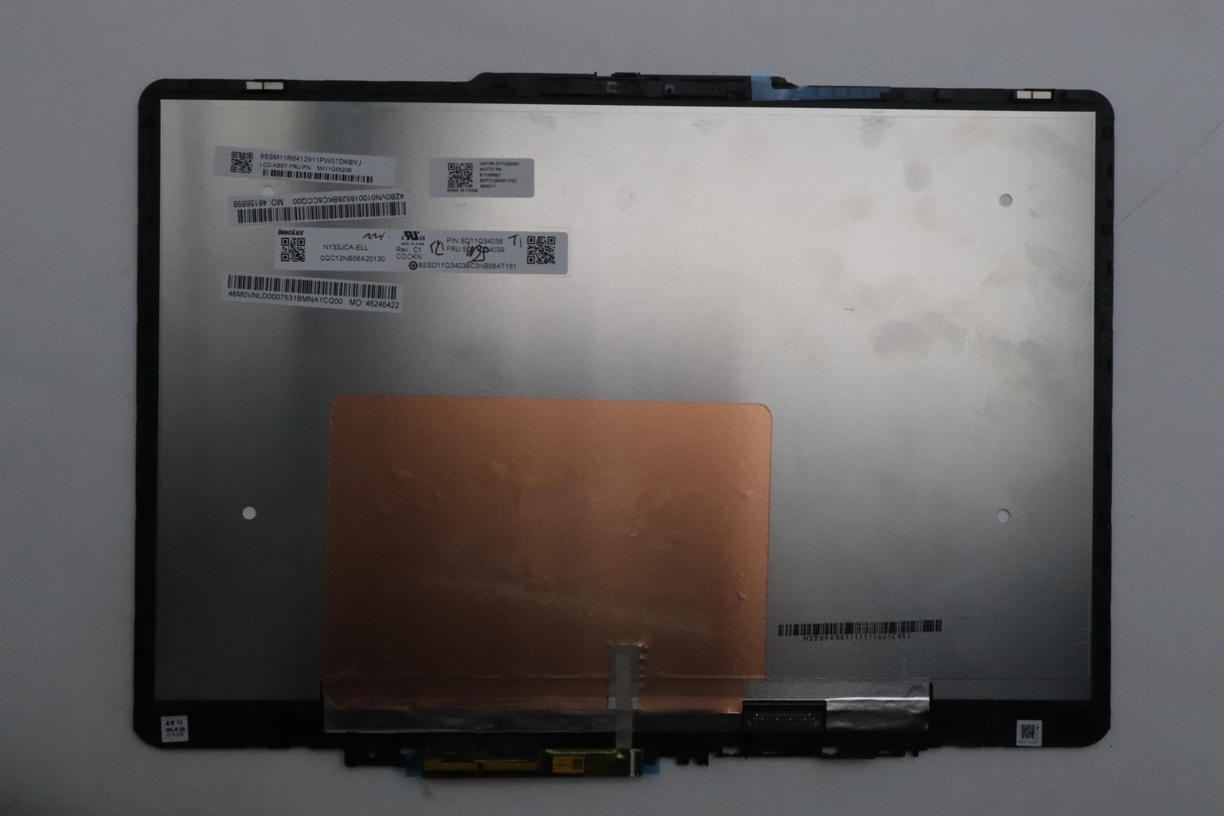 5M11Q55206 - Original Lenovo LCD Module, 13.3", WUXGA, Touch, Anti-Glare, IPS, 400nit, 45%NTSC, W/RGB Camera