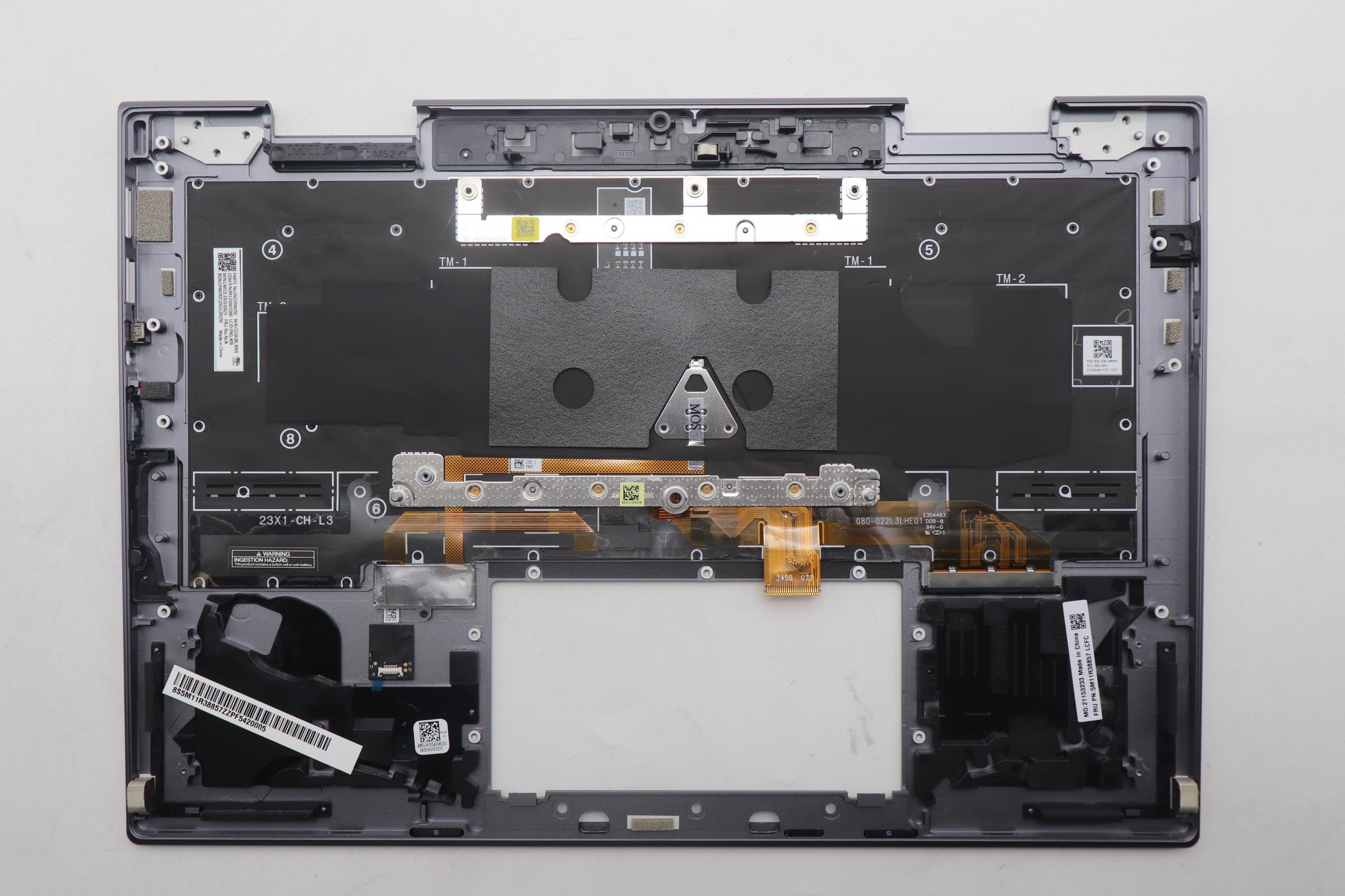 5M11R38857 - Original Lenovo Keyboard with Upper Cover (Palmrest), USA English, Luna Grey, FingerPrint Reader, WLAN