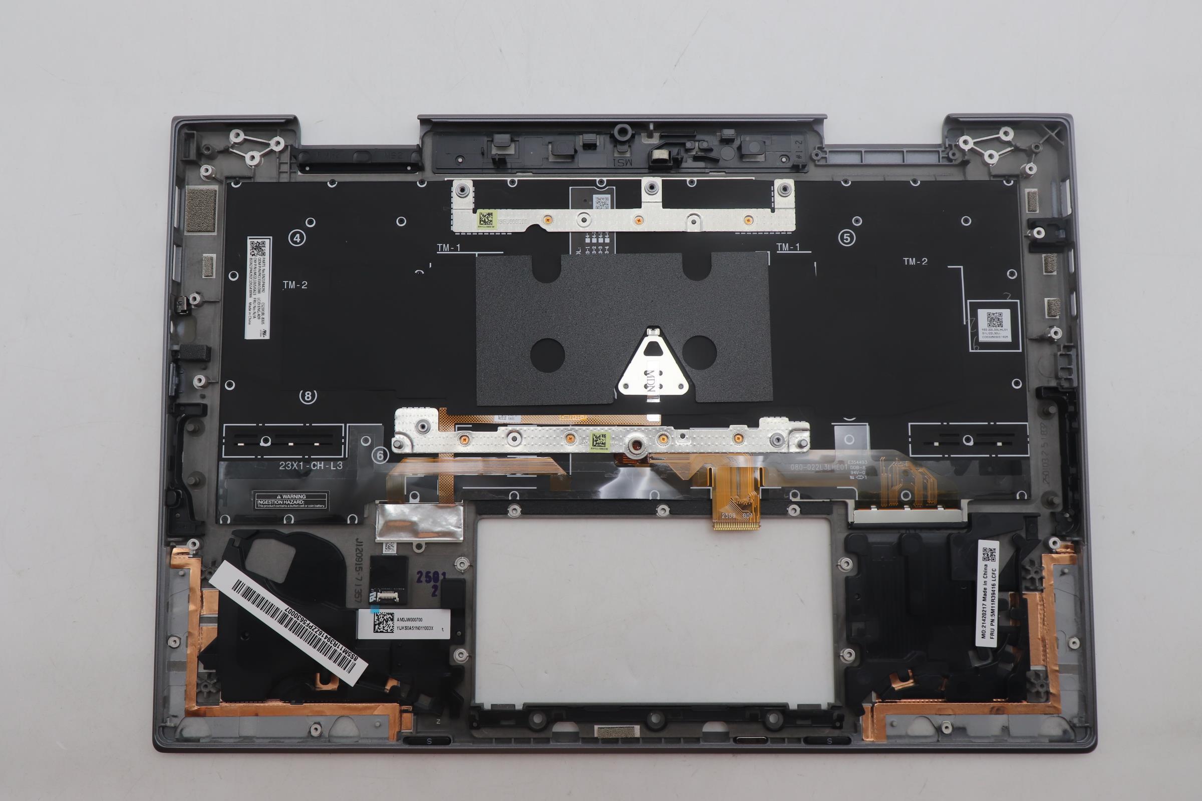 5M11R39416 - Original Lenovo Keyboard with Upper Cover (Palmrest), USA English, Luna Grey, FingerPrint Reader, WWAN