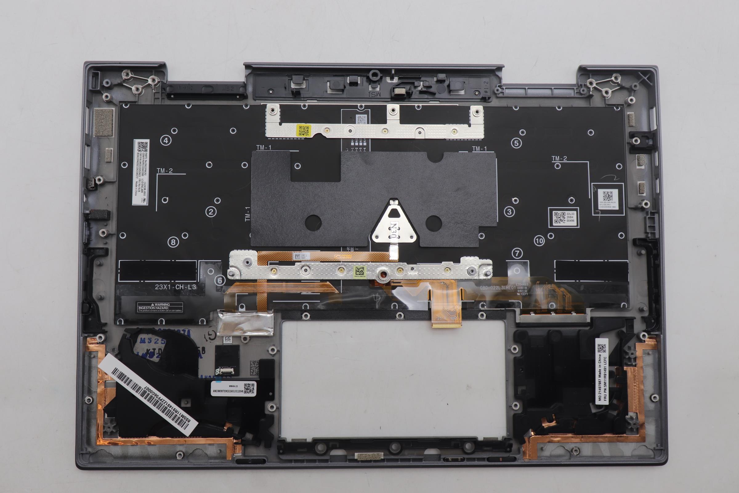 5M11R91491 - Original Lenovo Keyboard with Upper Cover (Palmrest) BL KB GY FPR WW ENG CHY