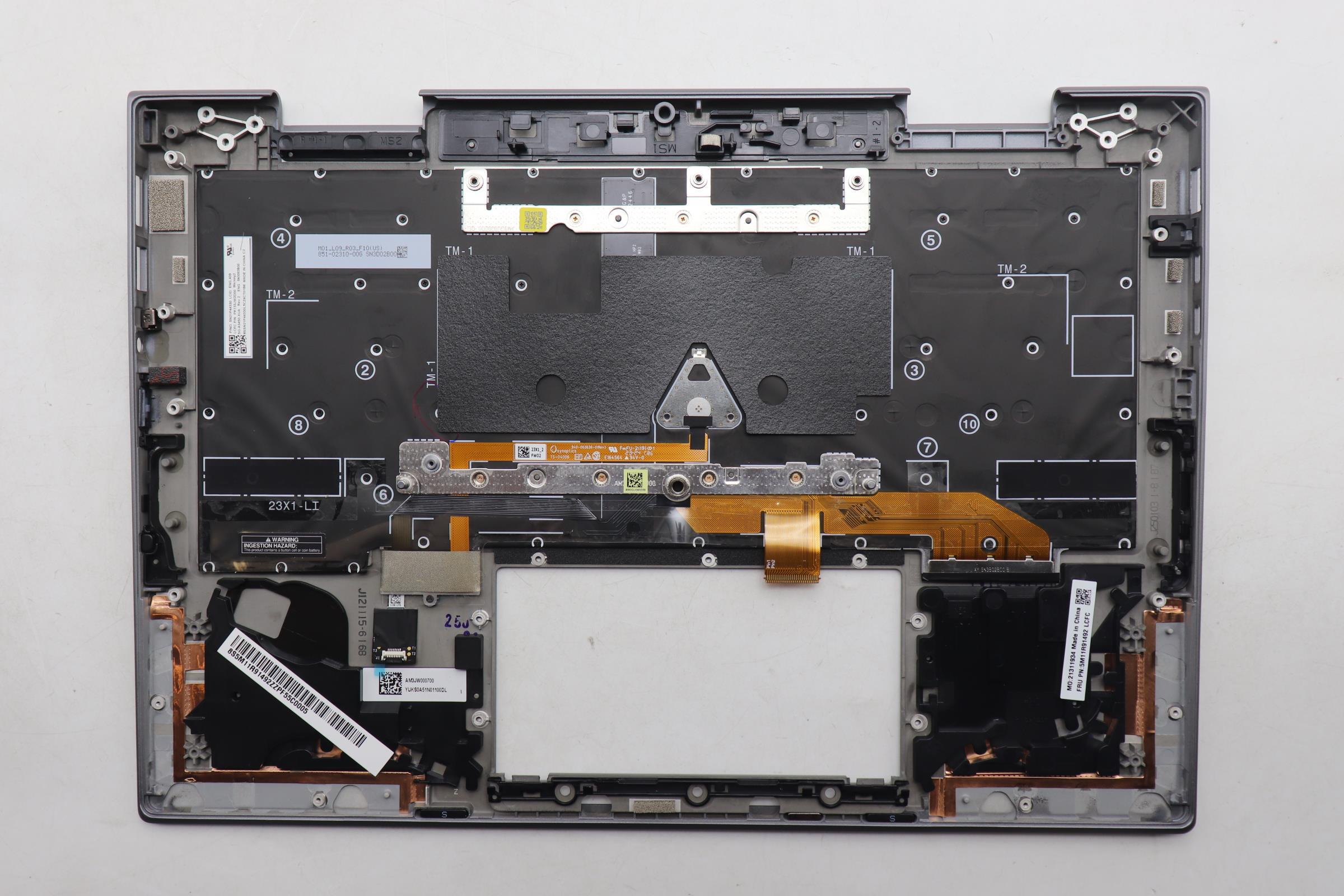 5M11R91492 - Original Lenovo Keyboard with Upper Cover (Palmrest) BL KB GY FPR WW ENG LTN
