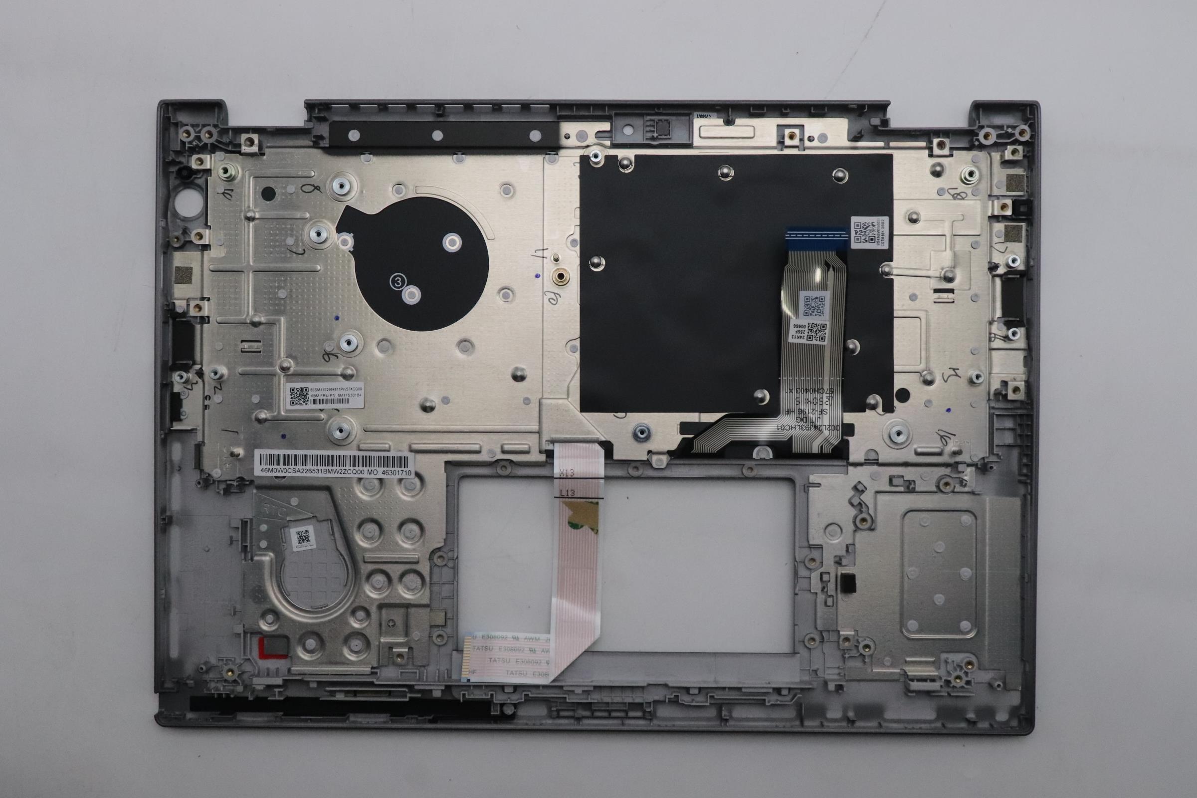 5M11S30184 - Original Lenovo Keyboard with Top Cover, English, Luna Grey, Non_Backlight, World Face Camera, Heat Staking