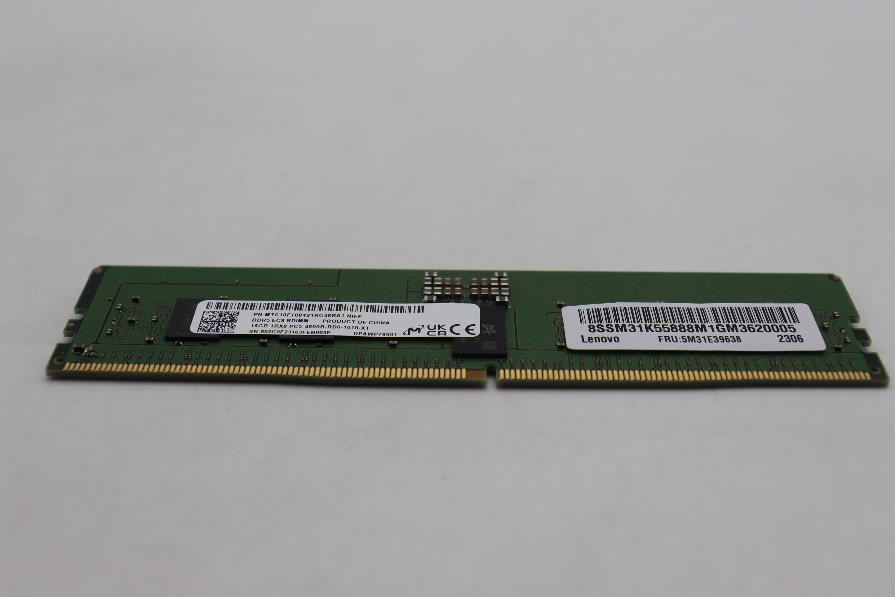 5M31E39638 - Original Lenovo MEMORY RDIMM,16GB,DDR5,4800,Micron