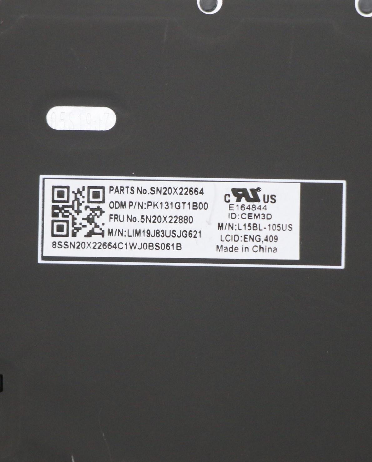 5N20X22880 - Original Lenovo FRU Thor(P) Keyboard Num BL (Chicony) US English
