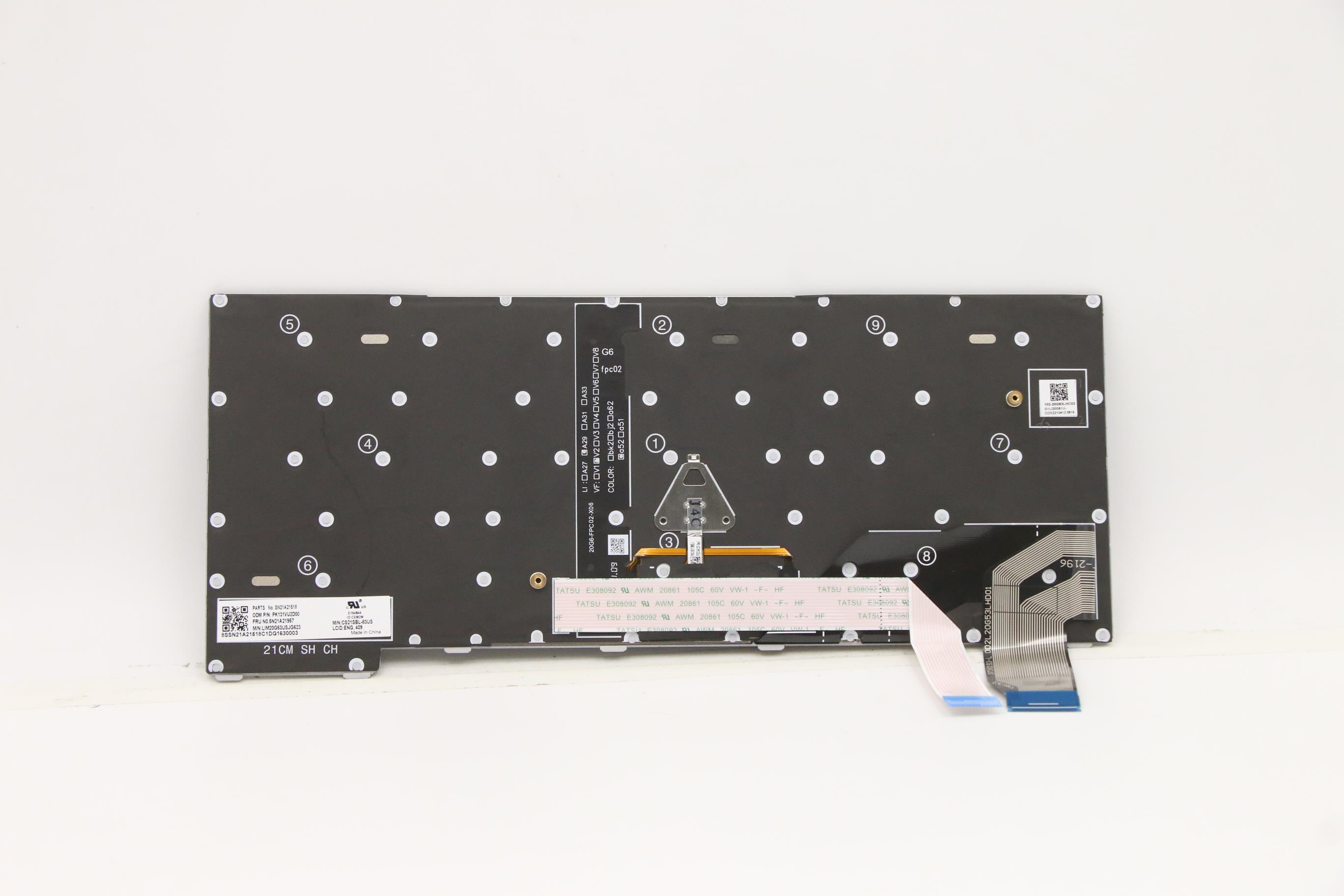 5N21A21957 - Original Lenovo Keyboard Internal, Shrunk Top Backlight, Gray, English