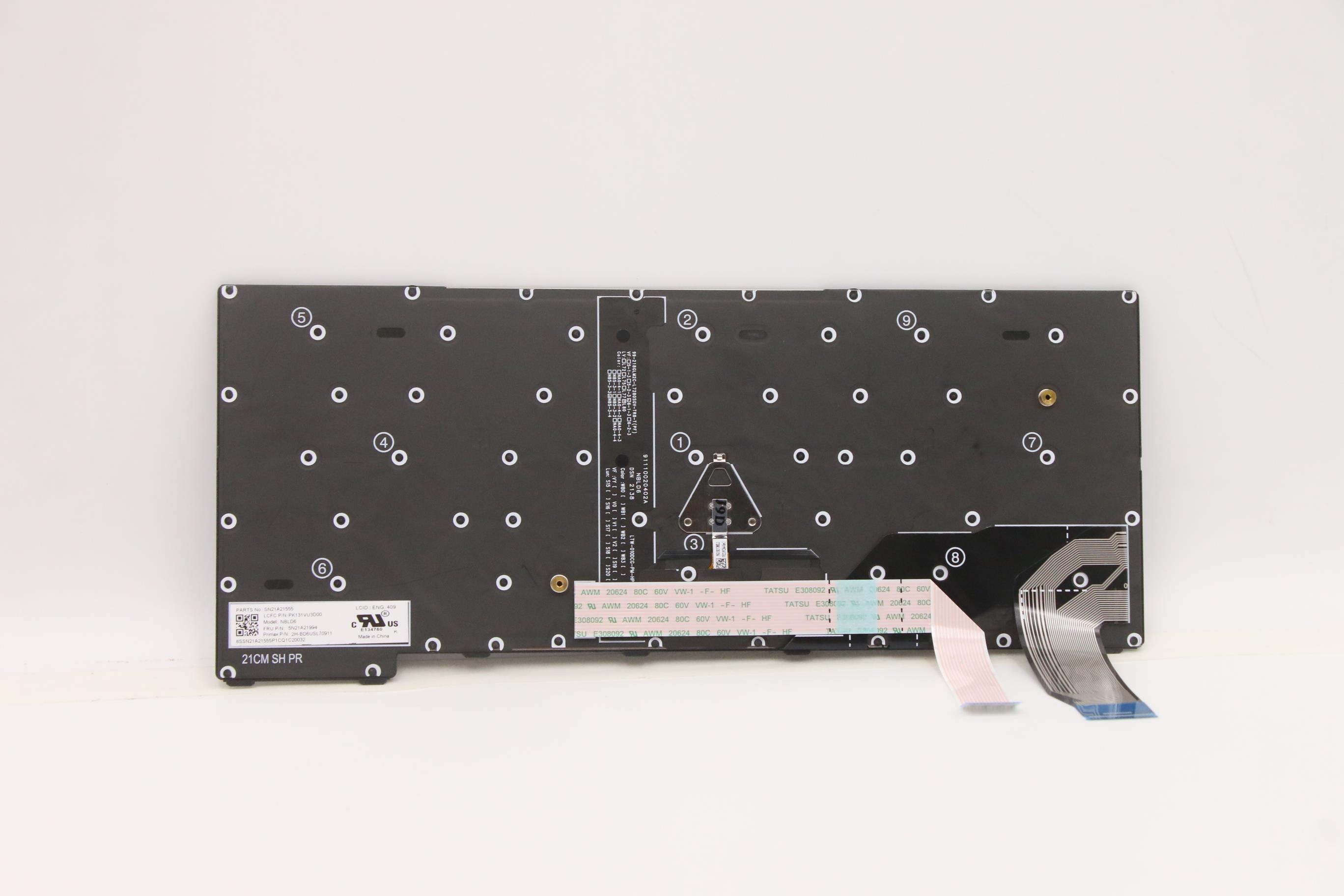 5N21A21994 - Original Lenovo Keyboard Internal, English, Backlight, Grey