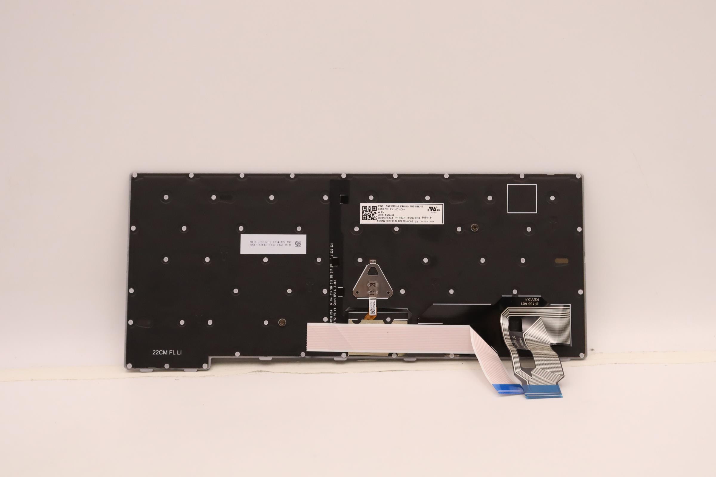 5N21D68345 - Original Lenovo Keyboard Internal, English, BackLight, Grey
